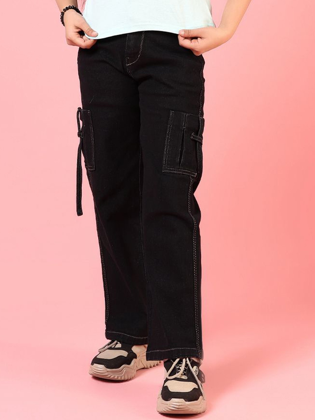 

V-Mart Girls Light Fade Jeans, Black