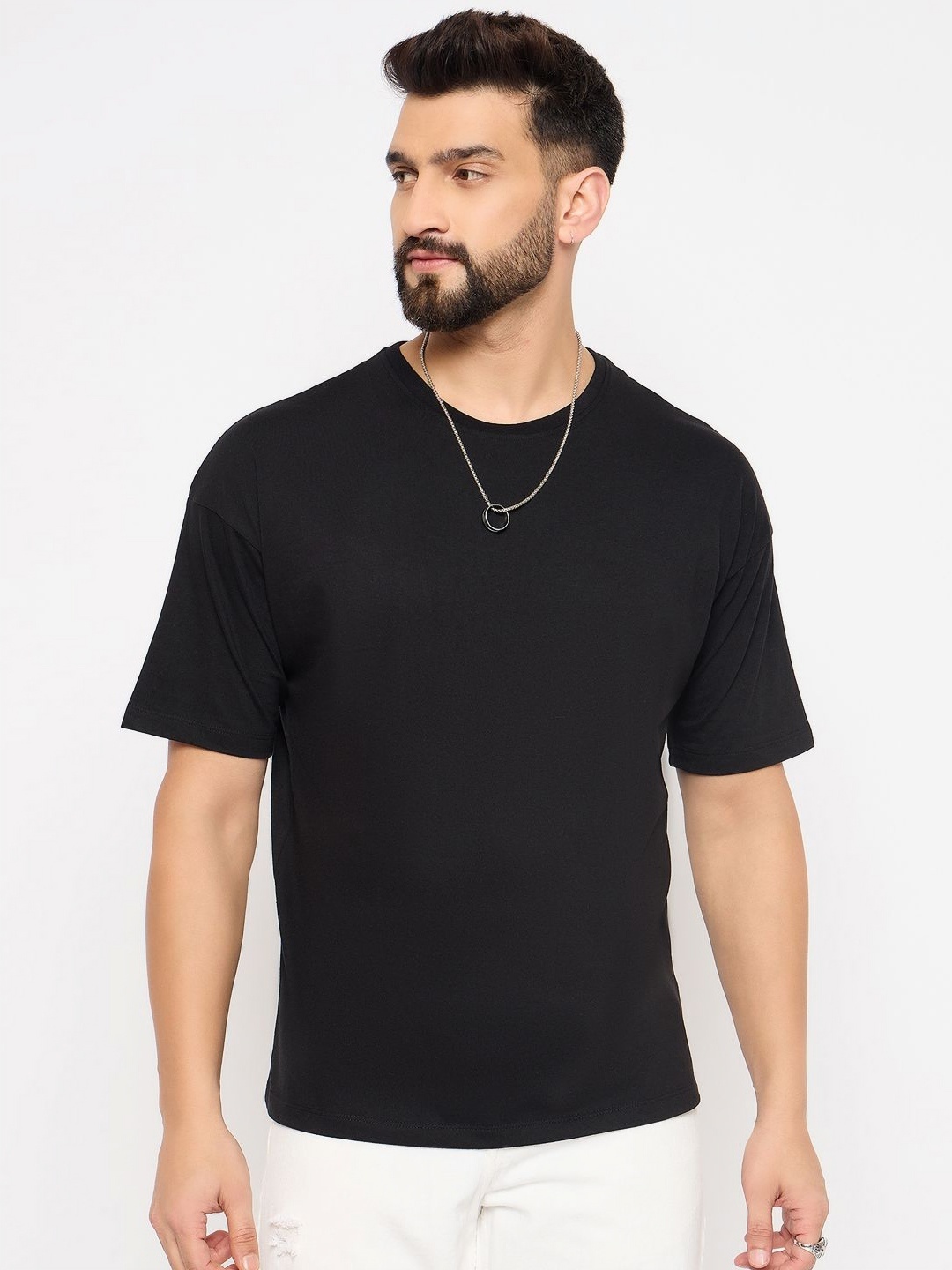 

Mast & Harbour Men Typography Printed Pure Cotton Applique T-shirt, Black