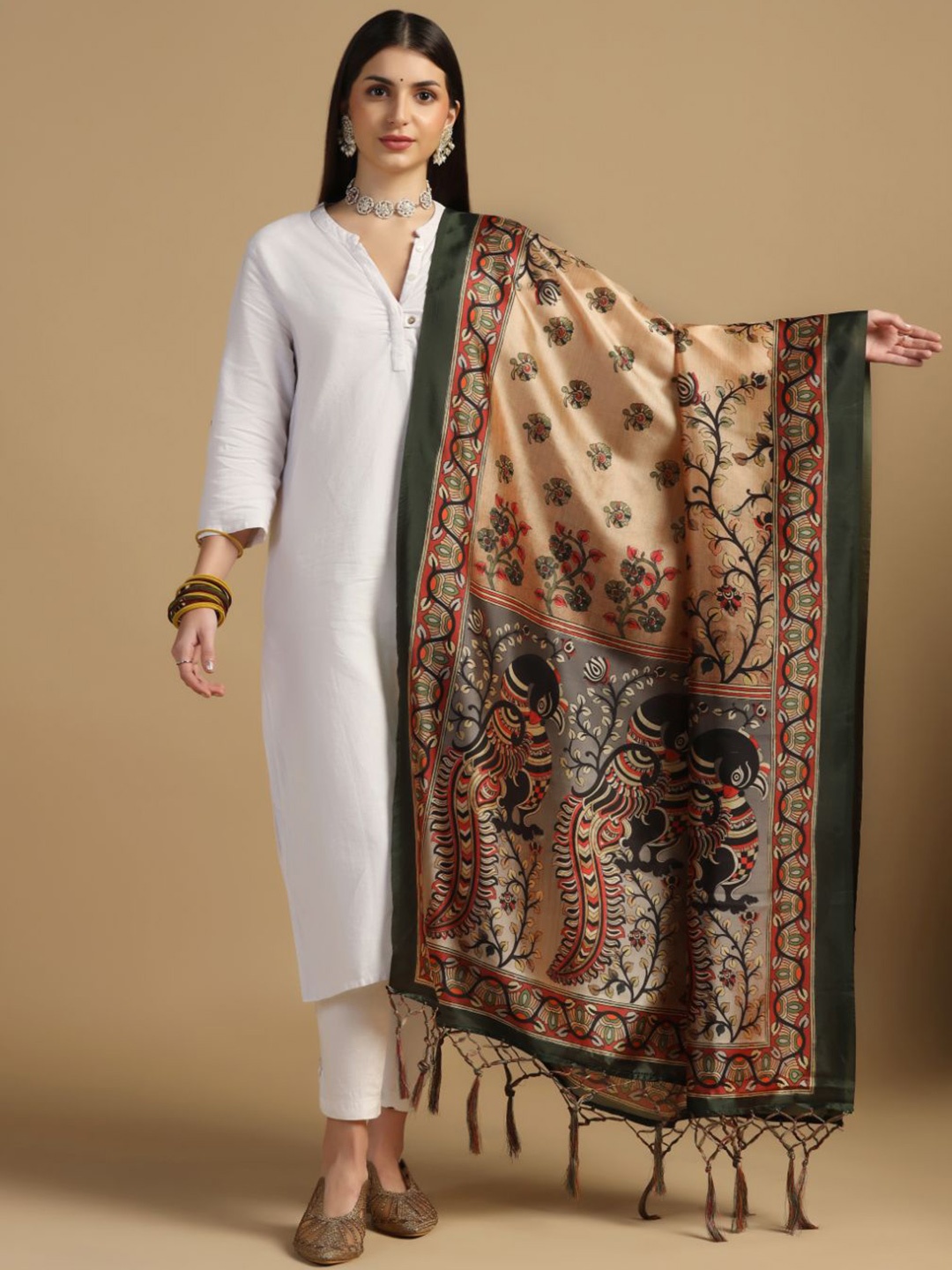 

Kaizen TEXO FAB Ethnic Motifs Printed Dupatta, Beige