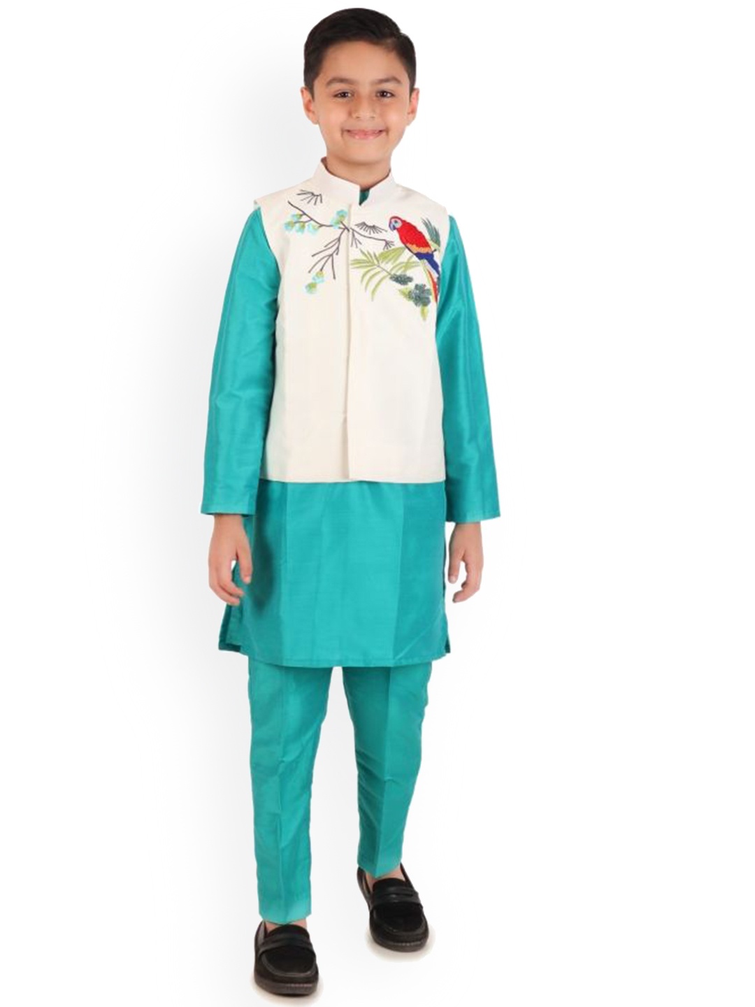 

Kiddorama Boys Animal Regular Thread Work Kurta with Pyjamas, Sea green