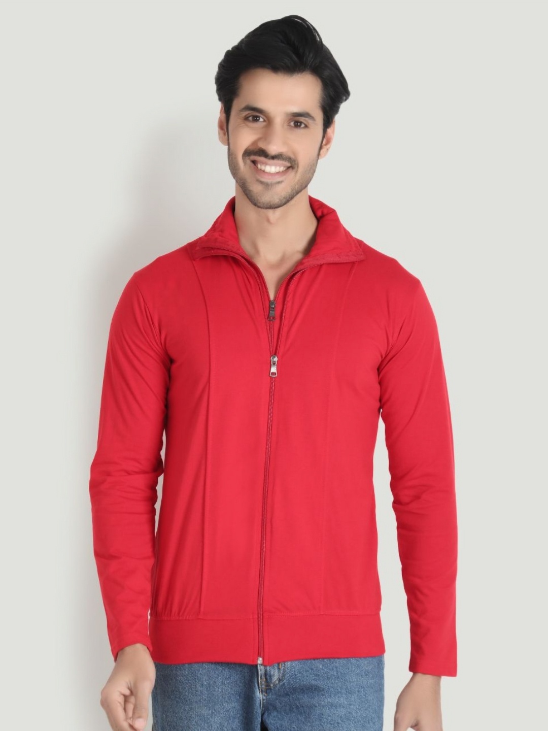 

Black Collection Men High Neck Extended Sleeves T-shirt, Red