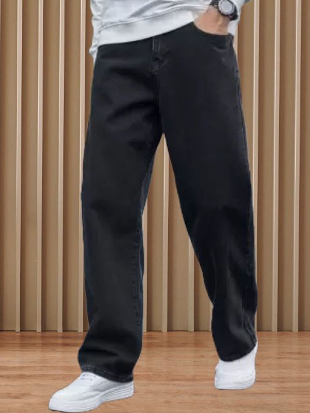 

COMFITS Men Classic Low Distress Jeans, Black