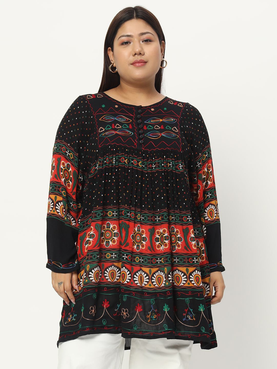 

VELDRESS Floral Print Longline Top, Orange