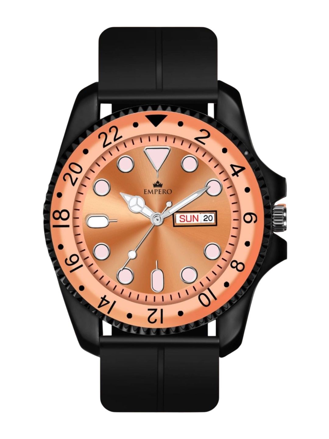 

EMPERO Men Brass Dial & Wrap Around Straps Analogue Multi Function Watch EAB205 Black Magnet Strap Orange