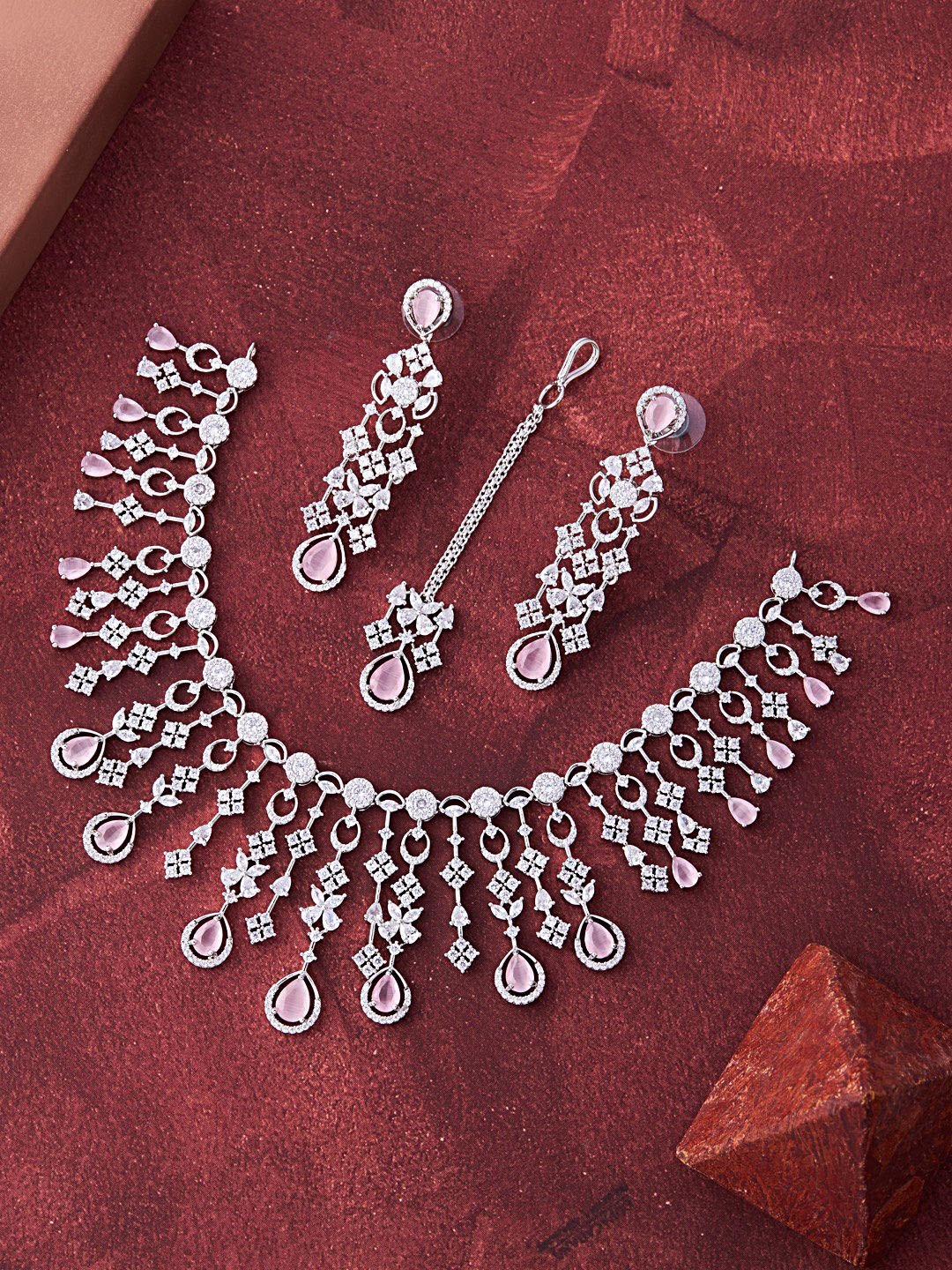 

Feelwhiz Silver-Plated AD Stone Studded Jewellery Set
