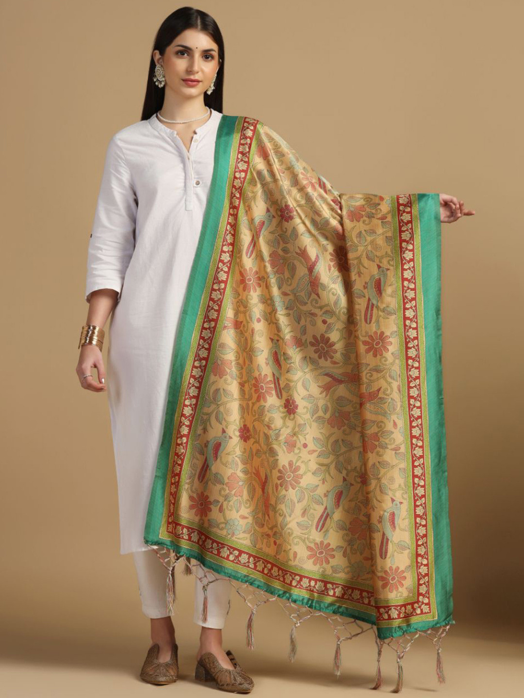 

Kaizen TEXO FAB Ethnic Motifs Printed Dupatta, Beige