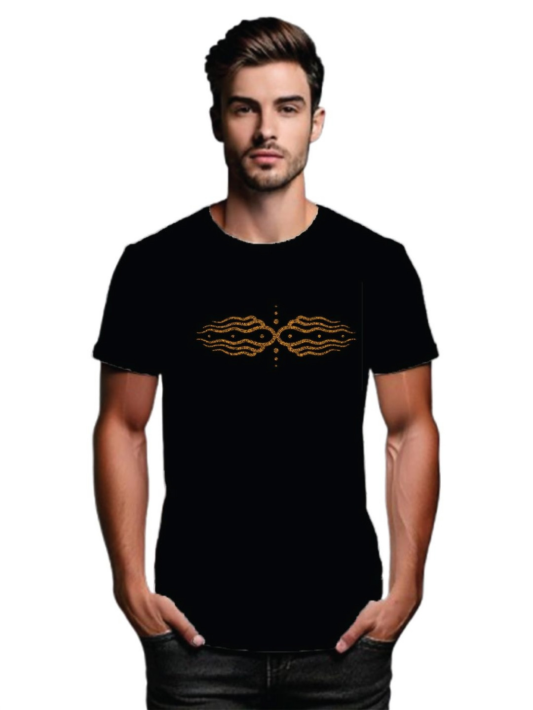 

Tantra Men Biker Printed Raw Edge T-shirt, Black