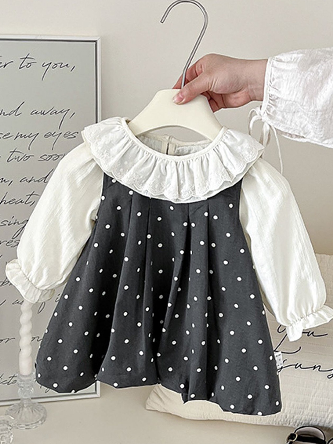 

LULU & SKY Polka Dot Print A-Line Dress, Grey