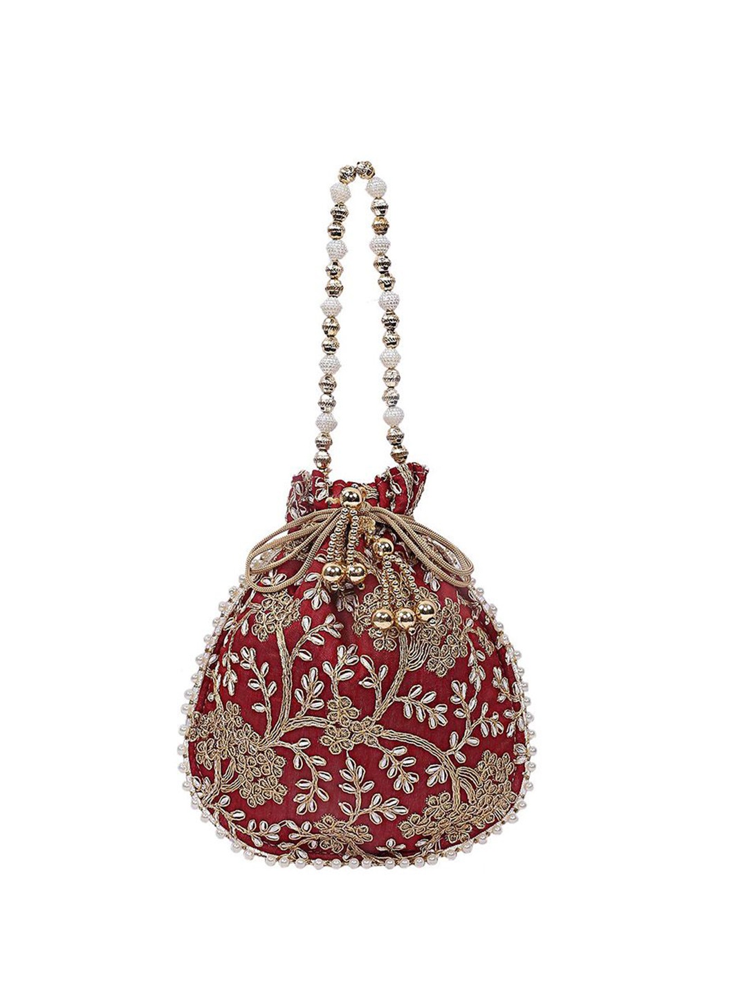 

Kuber Industries Unisex Embroidered Potli Clutch, Maroon