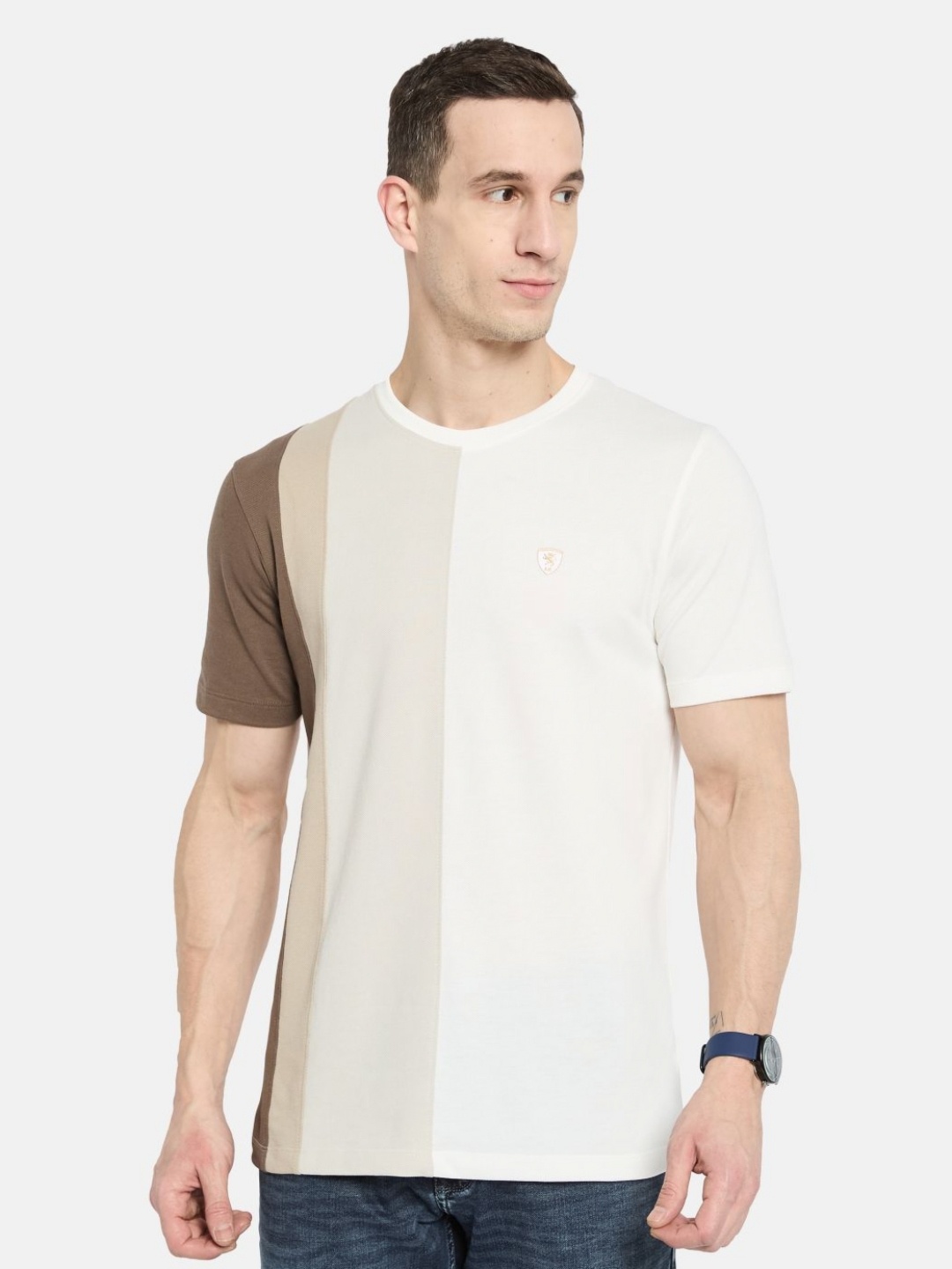 

Octave Men Colourblocked T-shirt, Brown