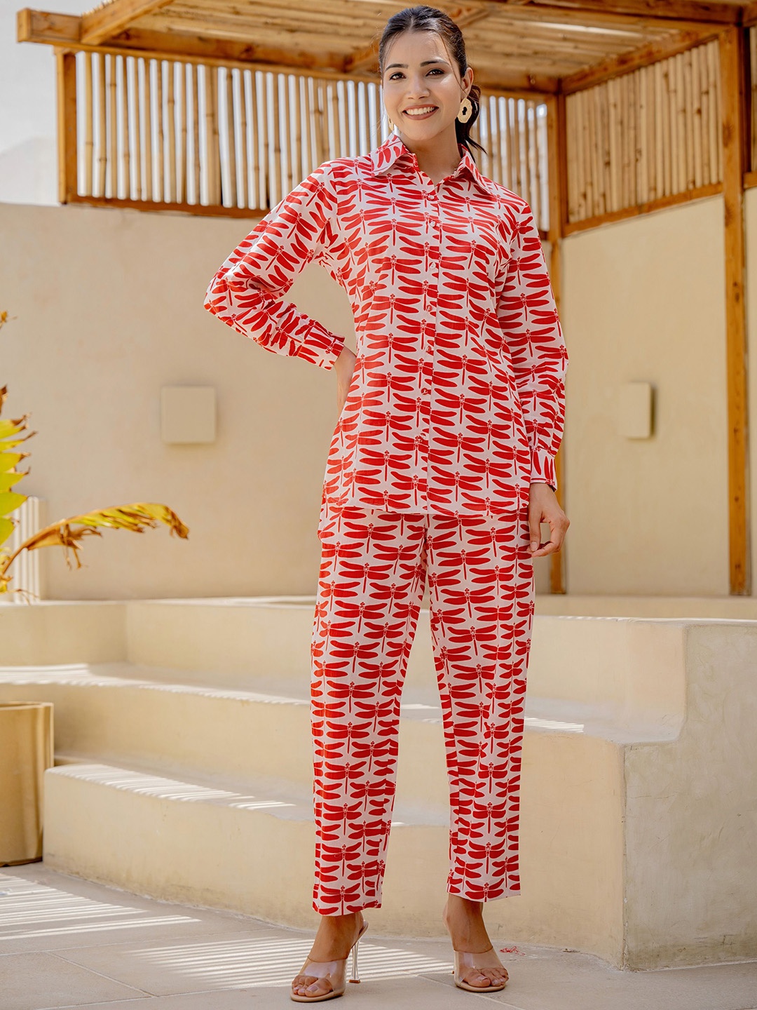 

HOUSE OF MORA Printed Pure Cotton Shirt & Trousers Co-Ords, White