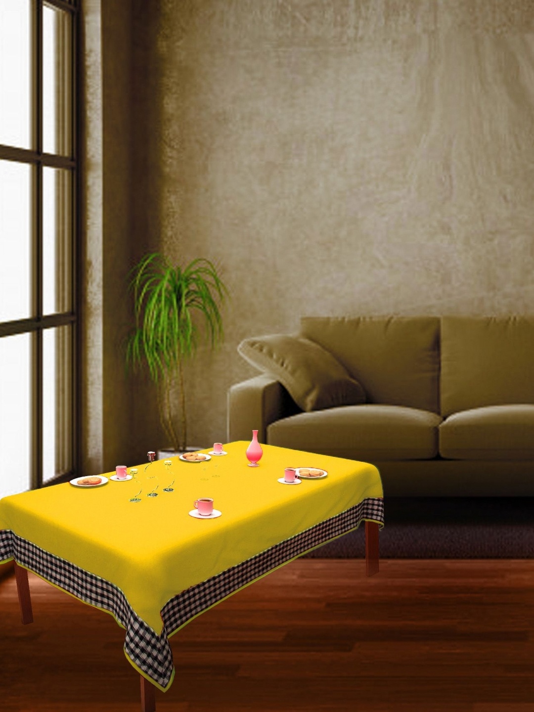 

Home Heart Yellow Cotton 2-Seater Table Cover with Patchwork details