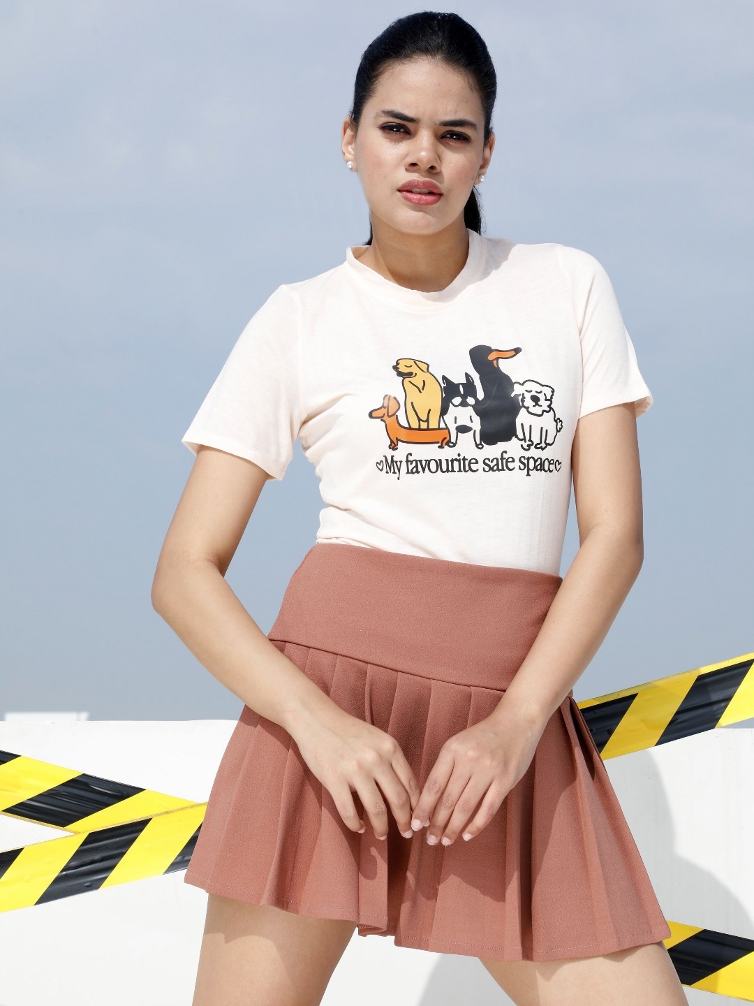 

Athena Unapologetic Women Typography Printed T-shirt, Peach