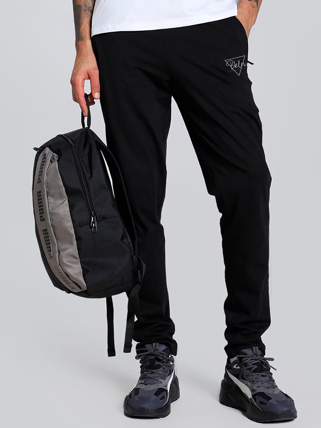 

Moda Rapido Men Cotton Straight Fit Track Pants, Black