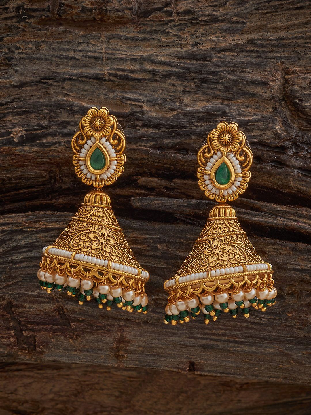 

Kushal's Fashion Jewellery Dome Shaped Jhumkas Earrings, Green