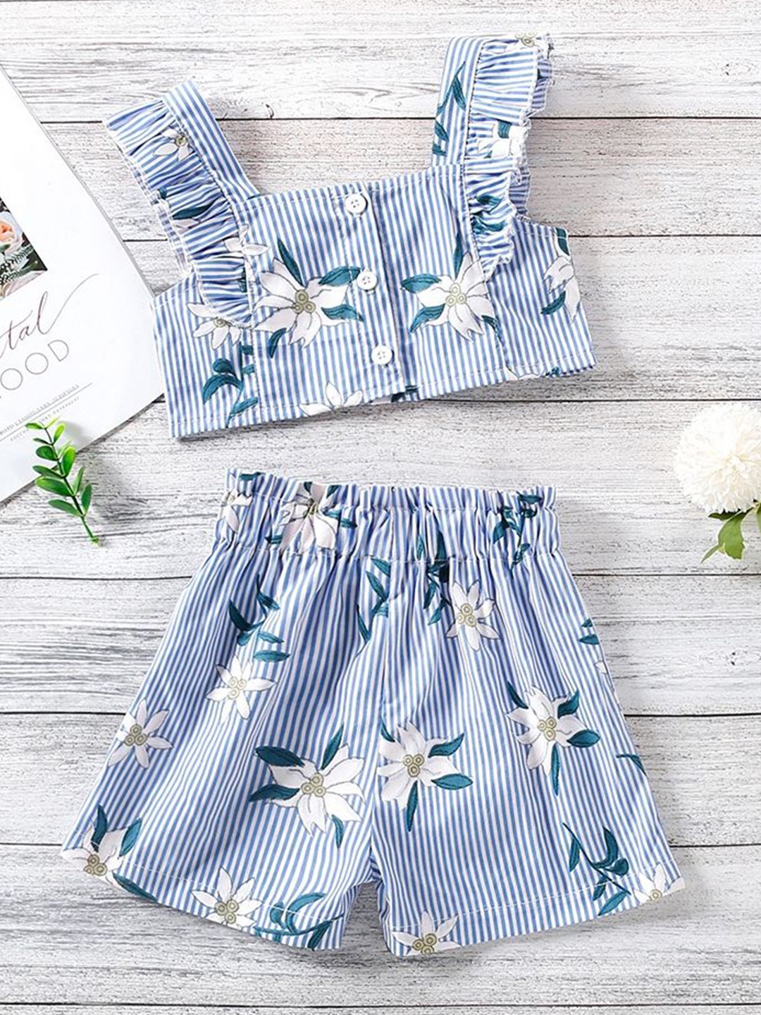 

LULU & SKY Girls Printed Top with Shorts, Blue