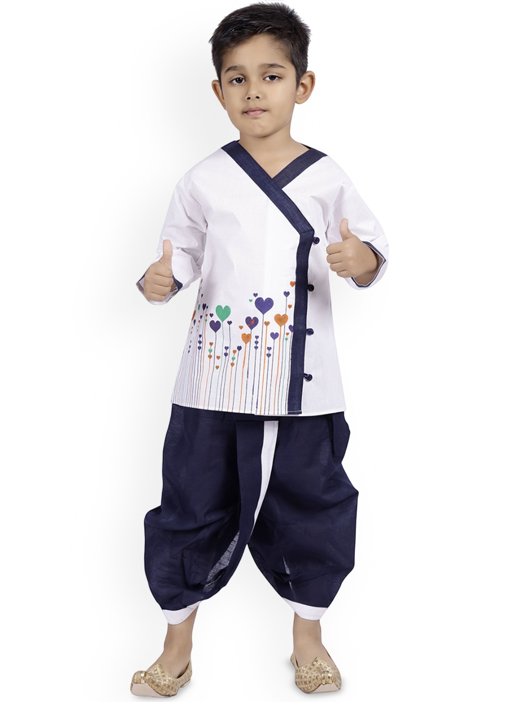 

BAESD Boys Printed Regular Kurti with Patiala, White