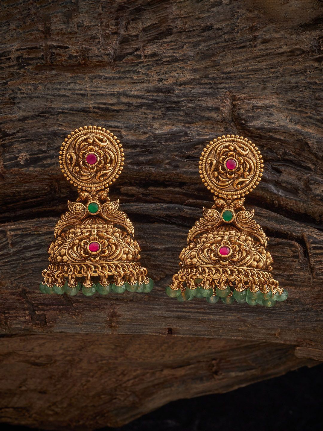 

Kushal's Fashion Jewellery Dome Shaped Jhumkas Earrings, Red