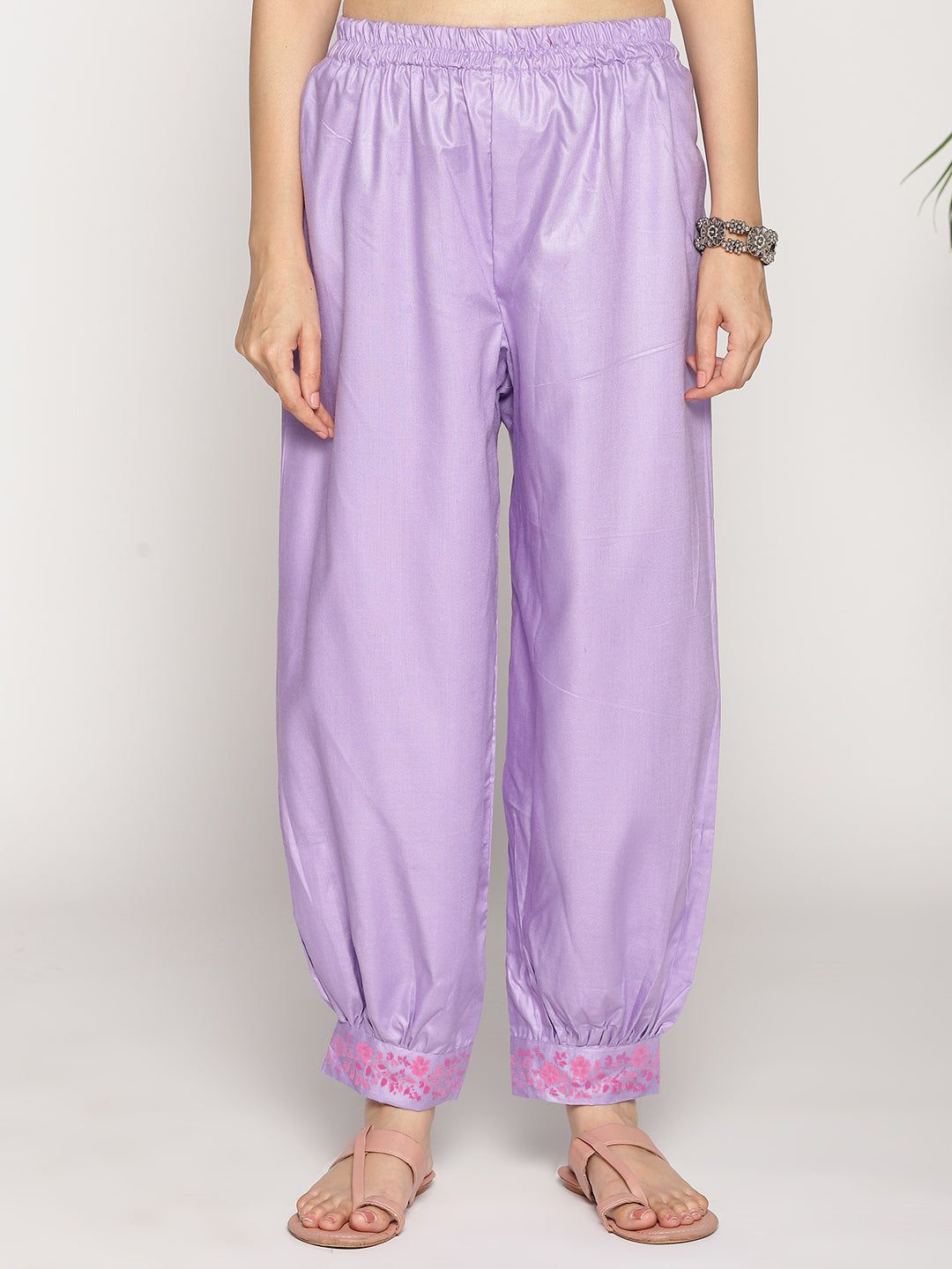 

LetsDressUp Women Printed Loose Fit Viscose Rayon Salwar, Lavender