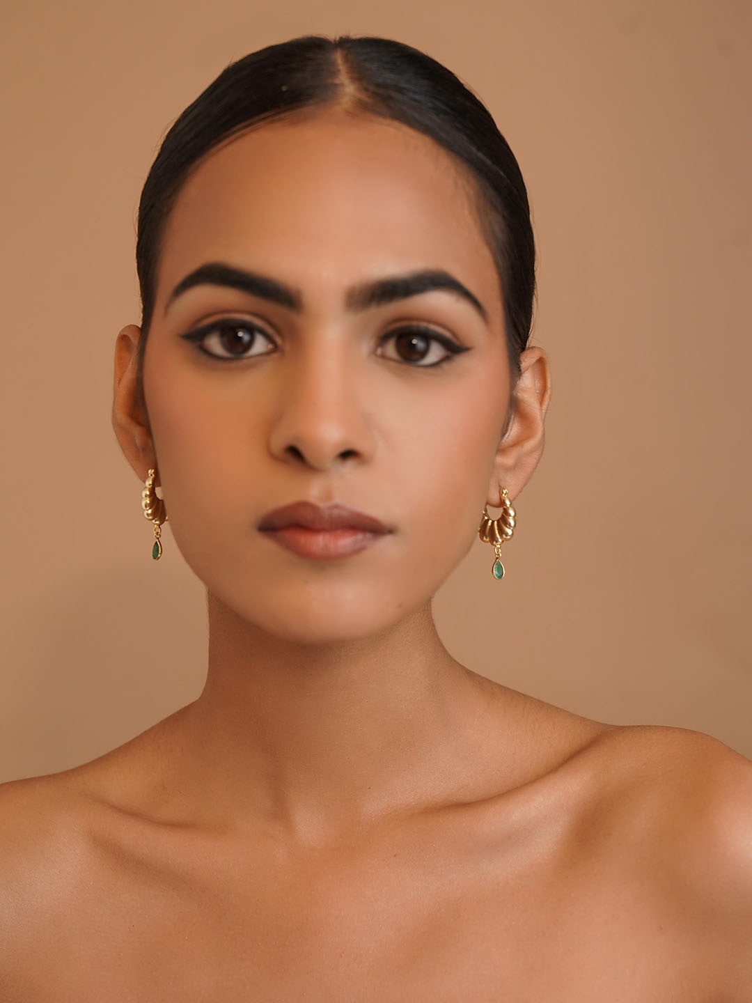 

ROYAL PITARAH Contemporary Hoop Earrings, Gold