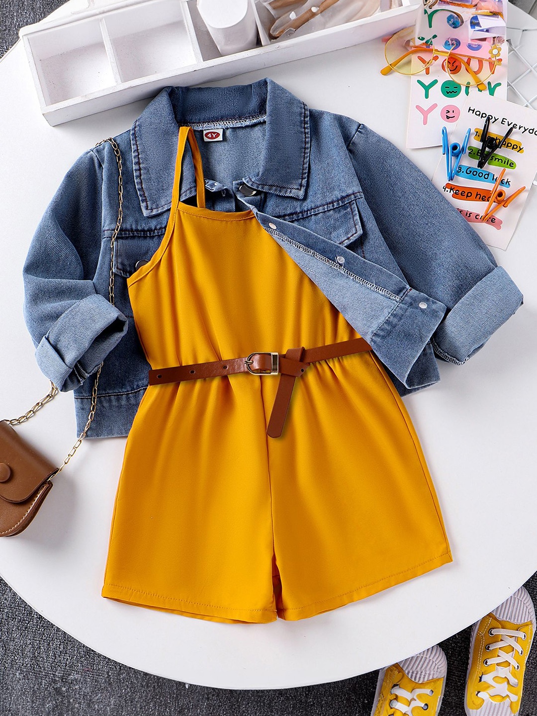 

LULU & SKY Girls Shirt with Shorts, Yellow