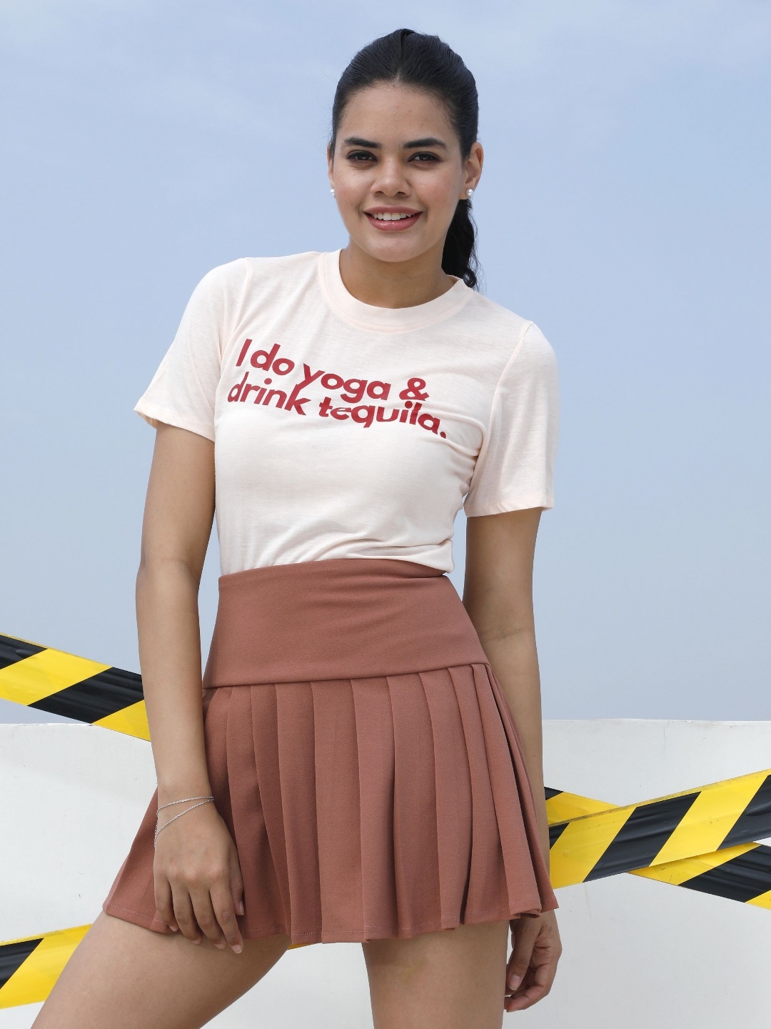 

Athena Unapologetic Women Typography Printed T-shirt, Peach