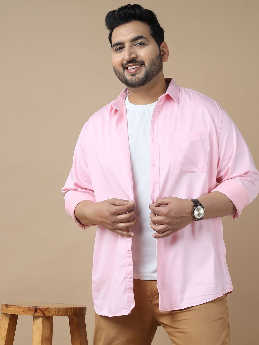 

Sztori Men Standard Slim Fit Opaque Casual Shirt, Pink