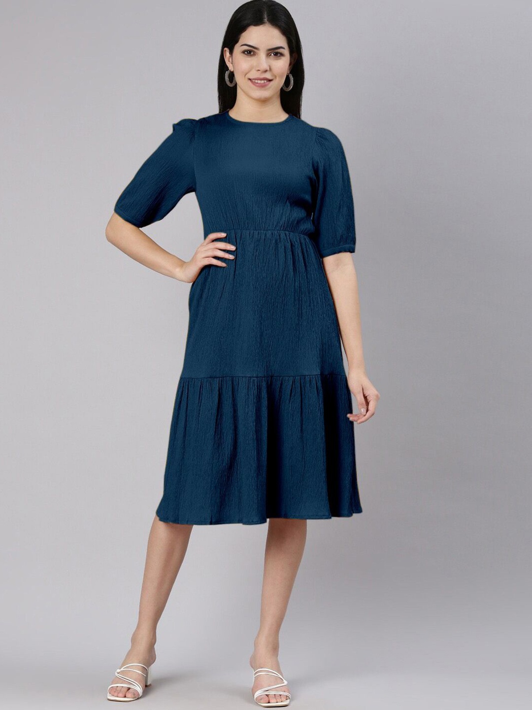 

Jash Creation Applique Crepe Fit & Flare Maxi Dress, Blue