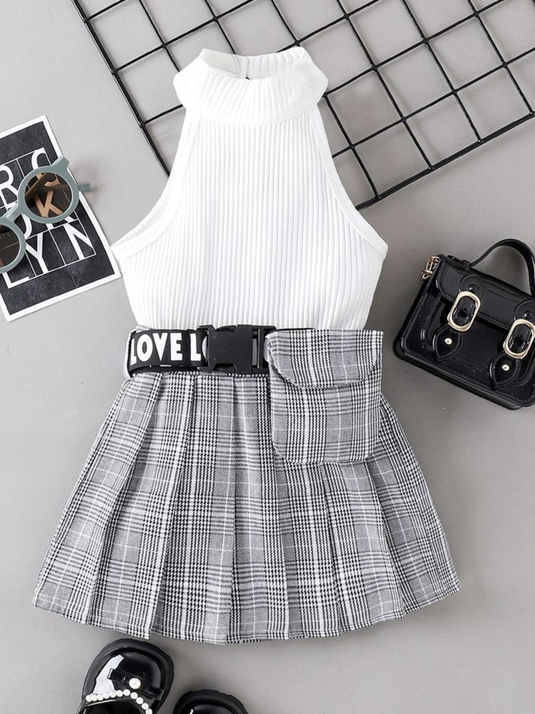 

LULU & SKY Girls Top with Skirt, White