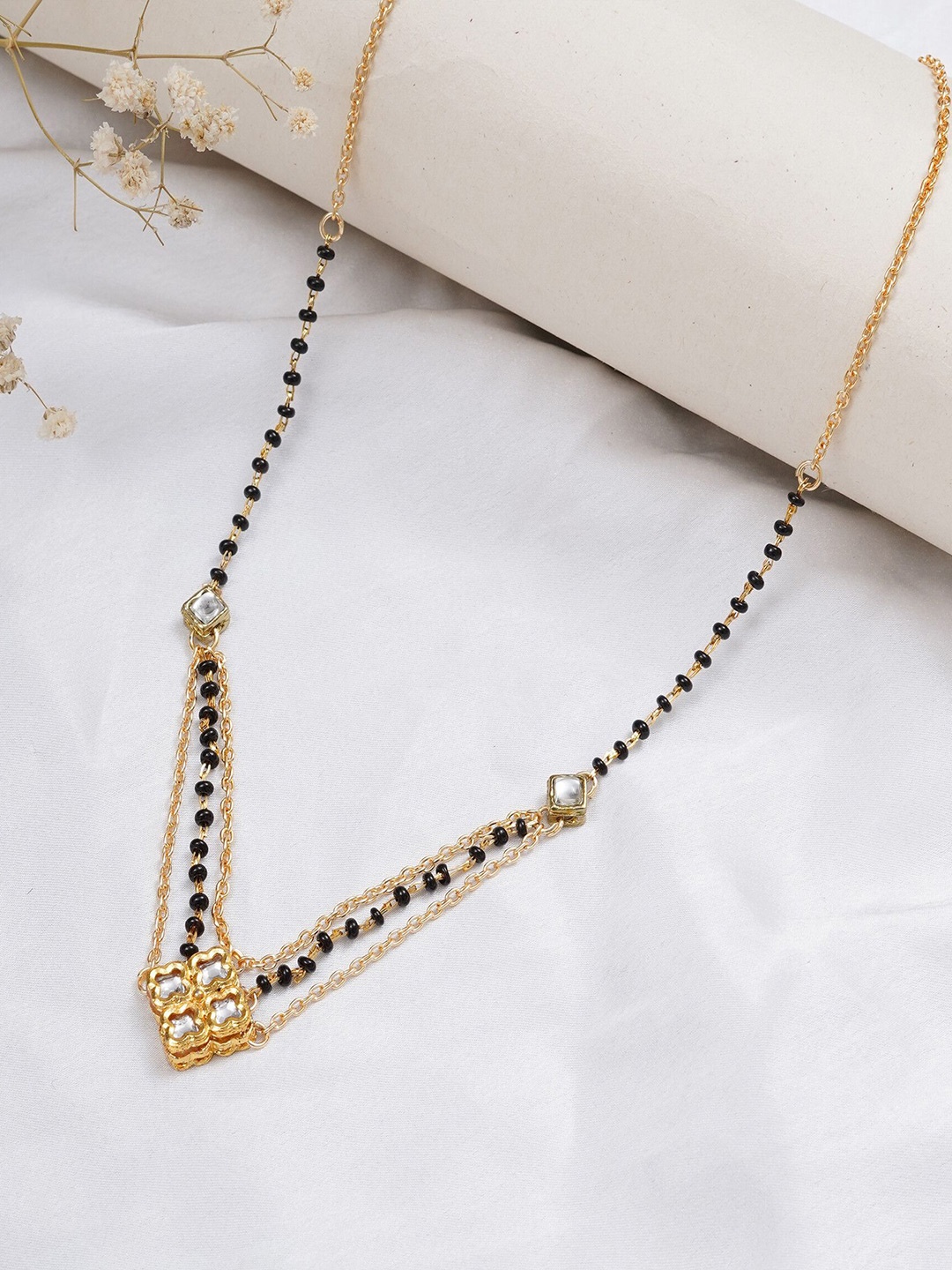 

BeAbhika Gold-Plated Beaded Mangalsutra