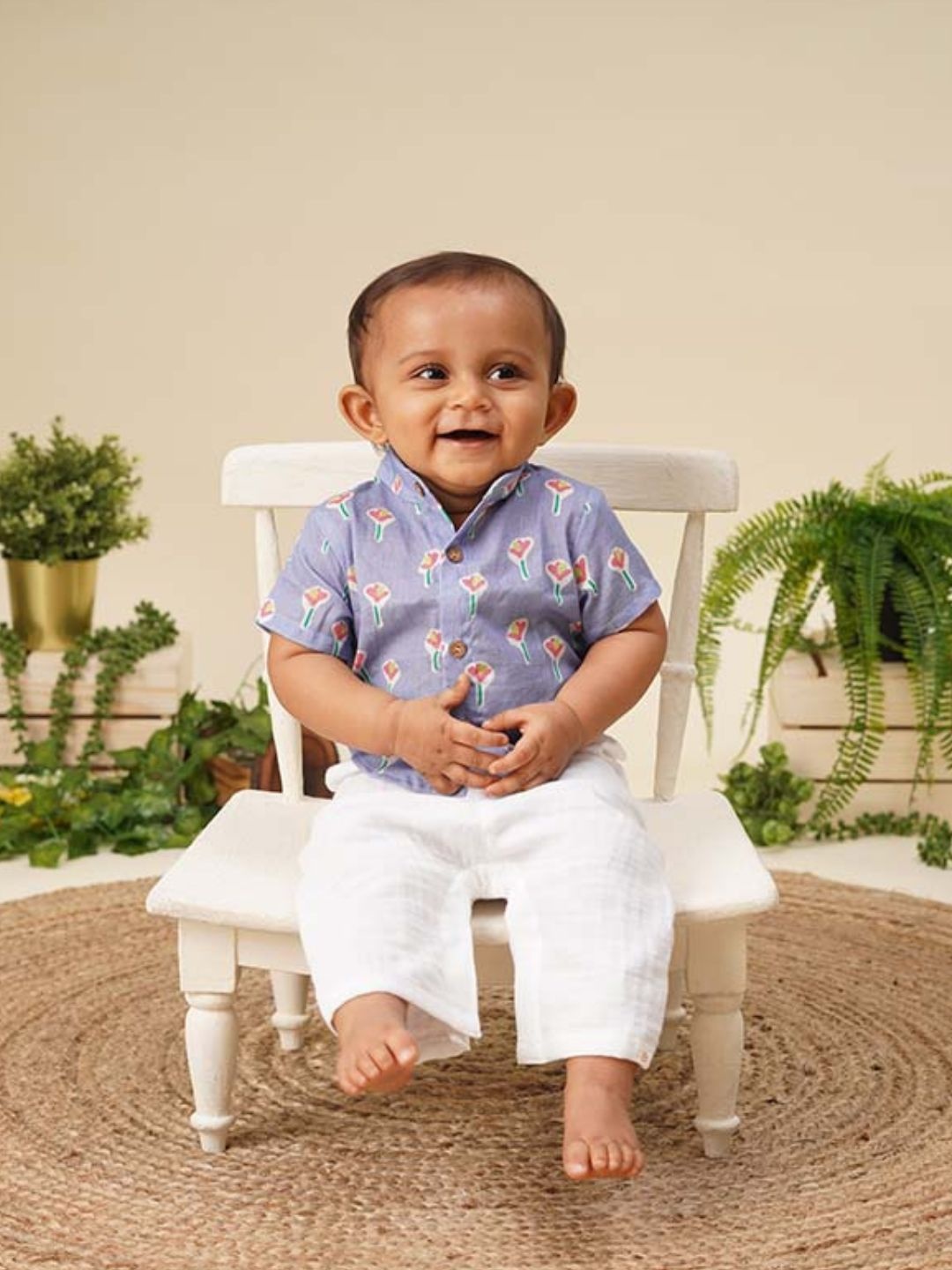 

YK Boys Classic Animal Opaque Printed Casual Shirt, Blue