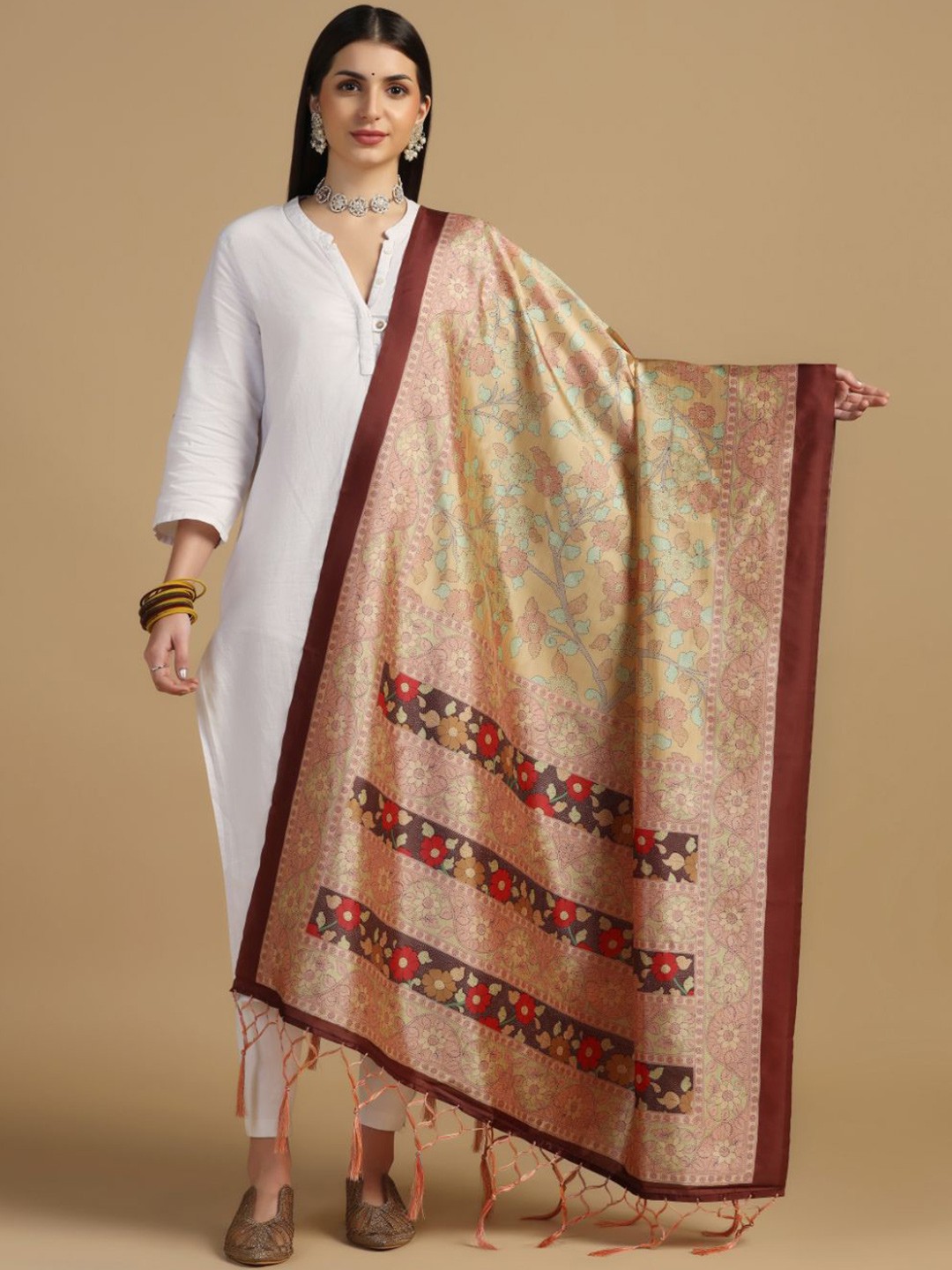 

Kaizen TEXO FAB Ethnic Motifs Printed Dupatta, Pink