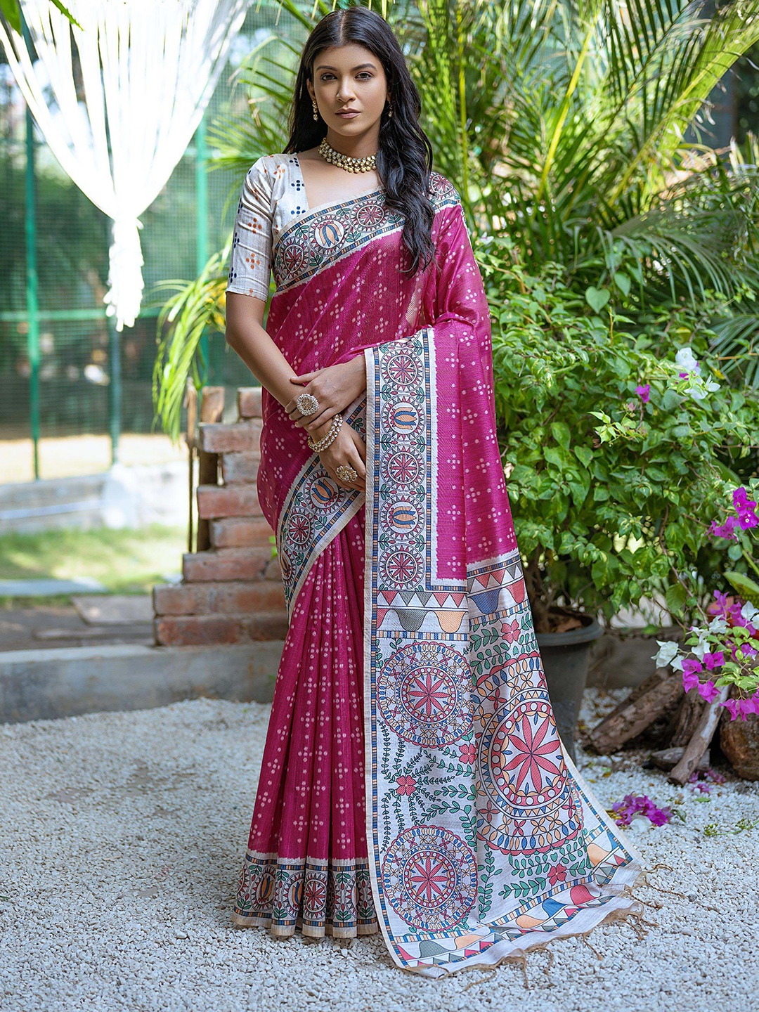 

Ekta Textiles Woven Design Zari Pure Silk Handloom Banarasi Saree, Pink