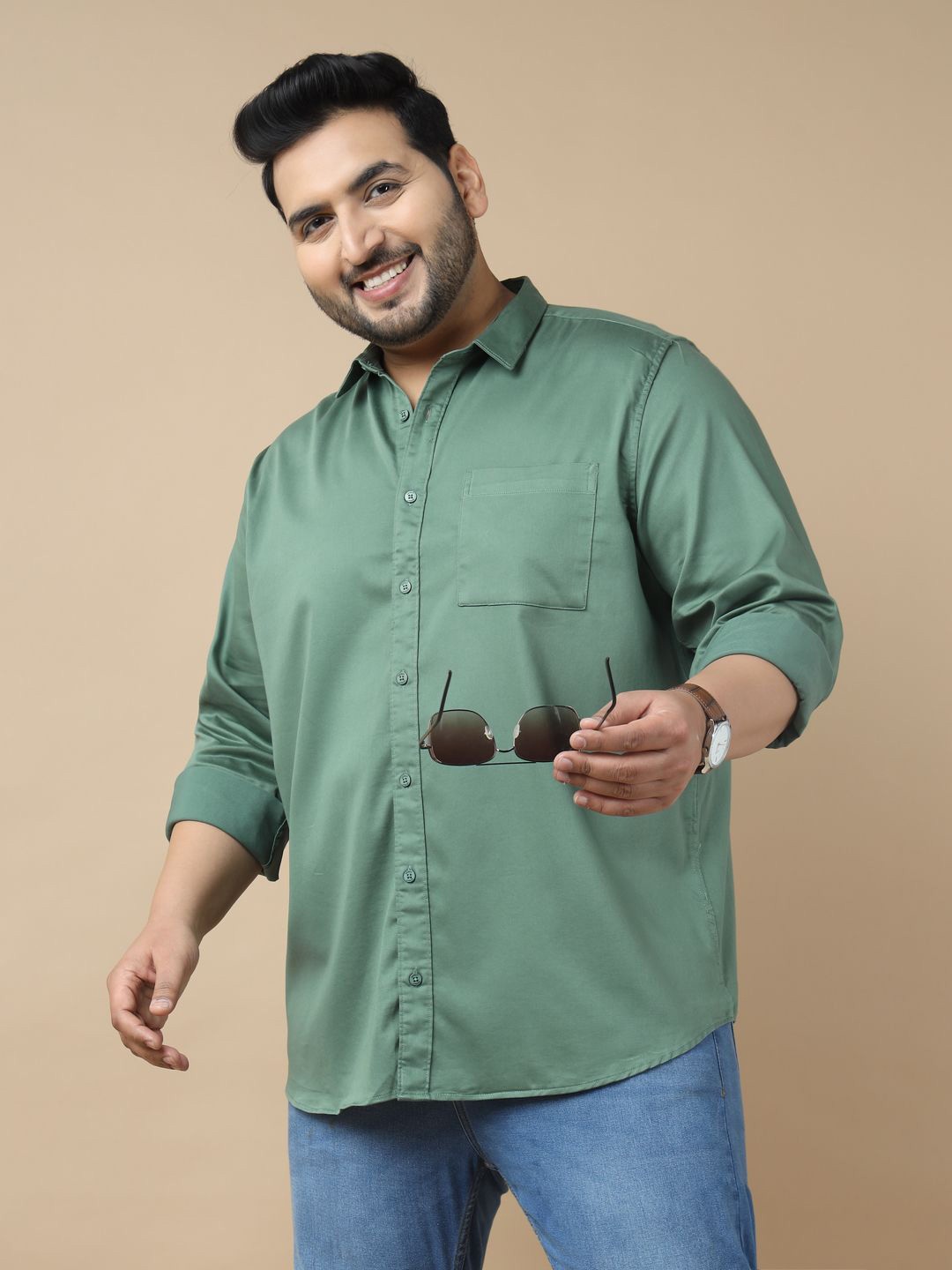 

Sztori Men Standard Slim Fit Opaque Casual Shirt, Green