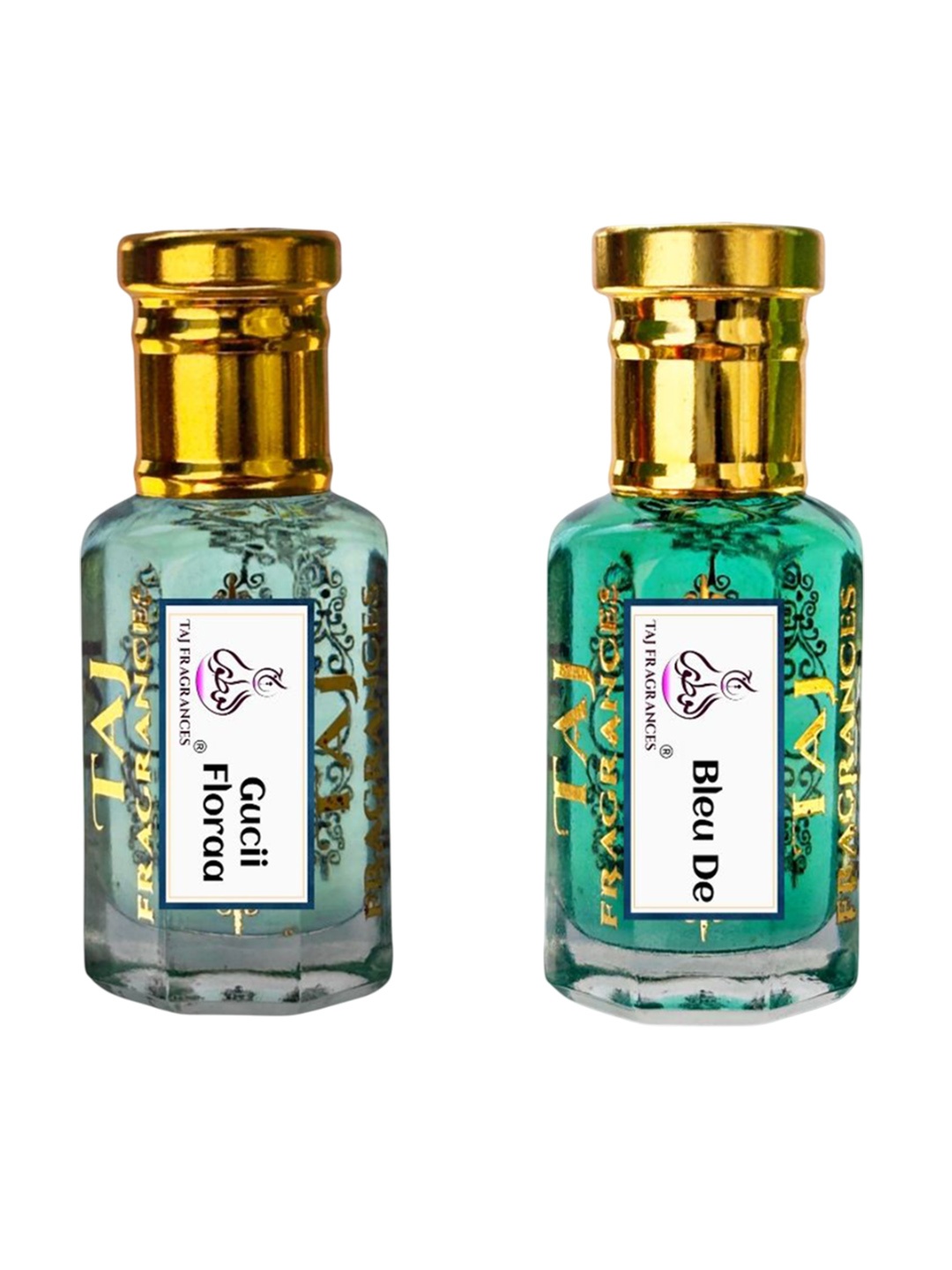 

Taj Fragrances Set Of 2 Gucii Flora & Bleu De Long Stay Alcoholic Free Attar - 6 ml Each, Green