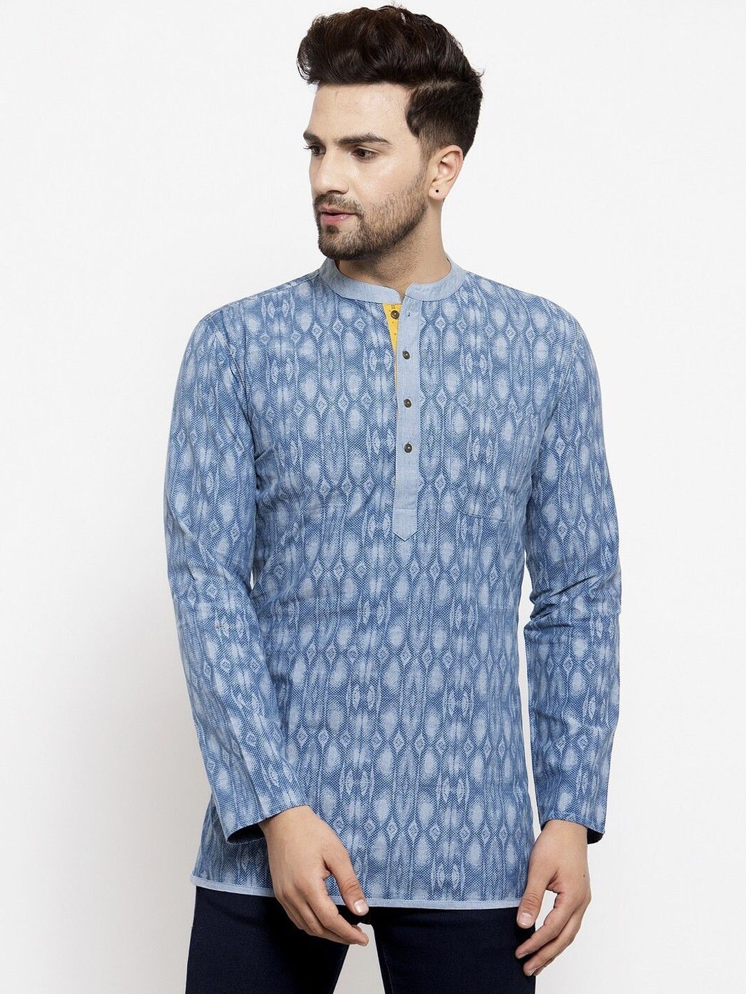 

Arch element Men Printed Thread Work Kurta, Blue