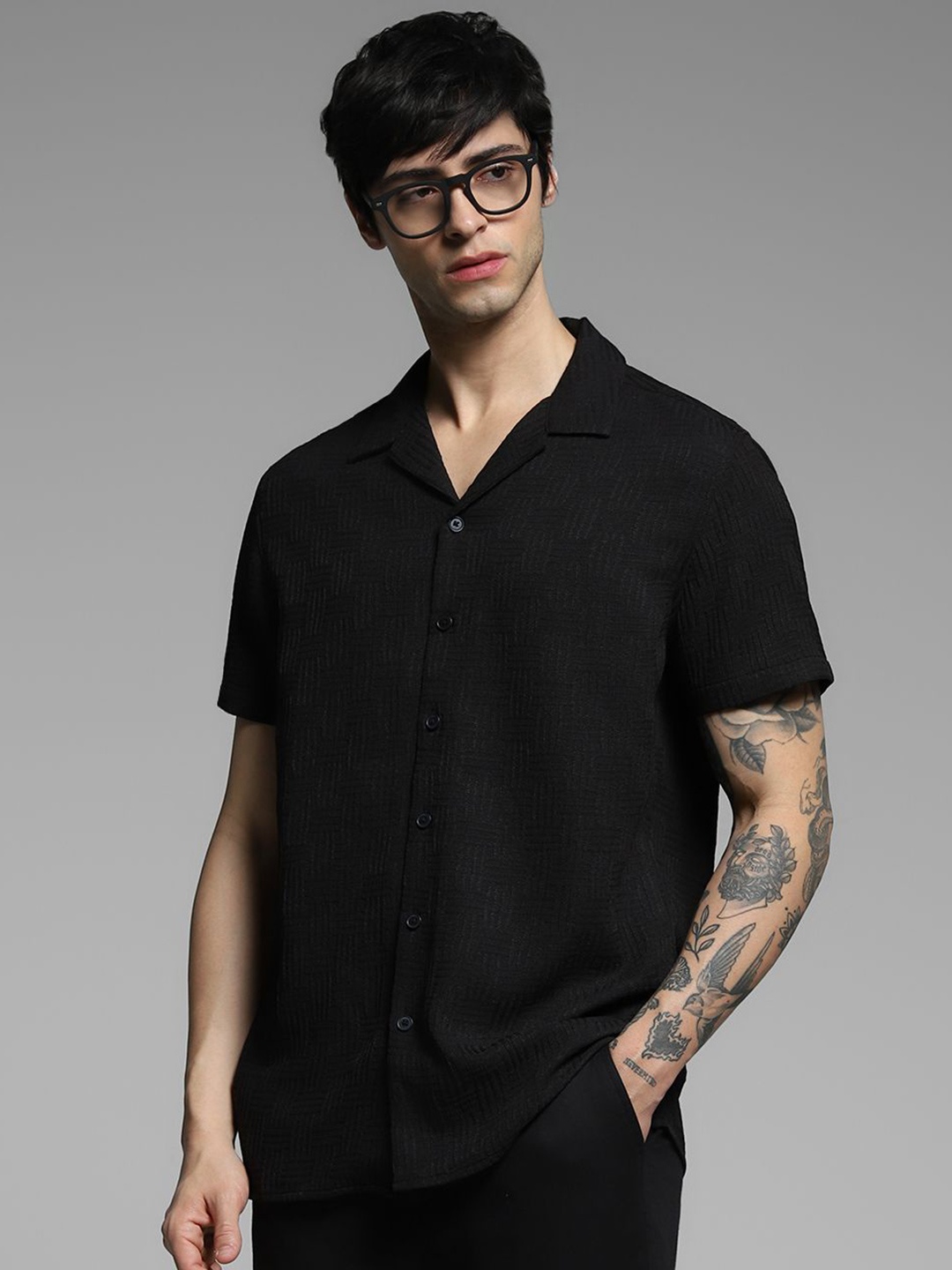 

Jack & Jones Men Opaque Casual Shirt, Black