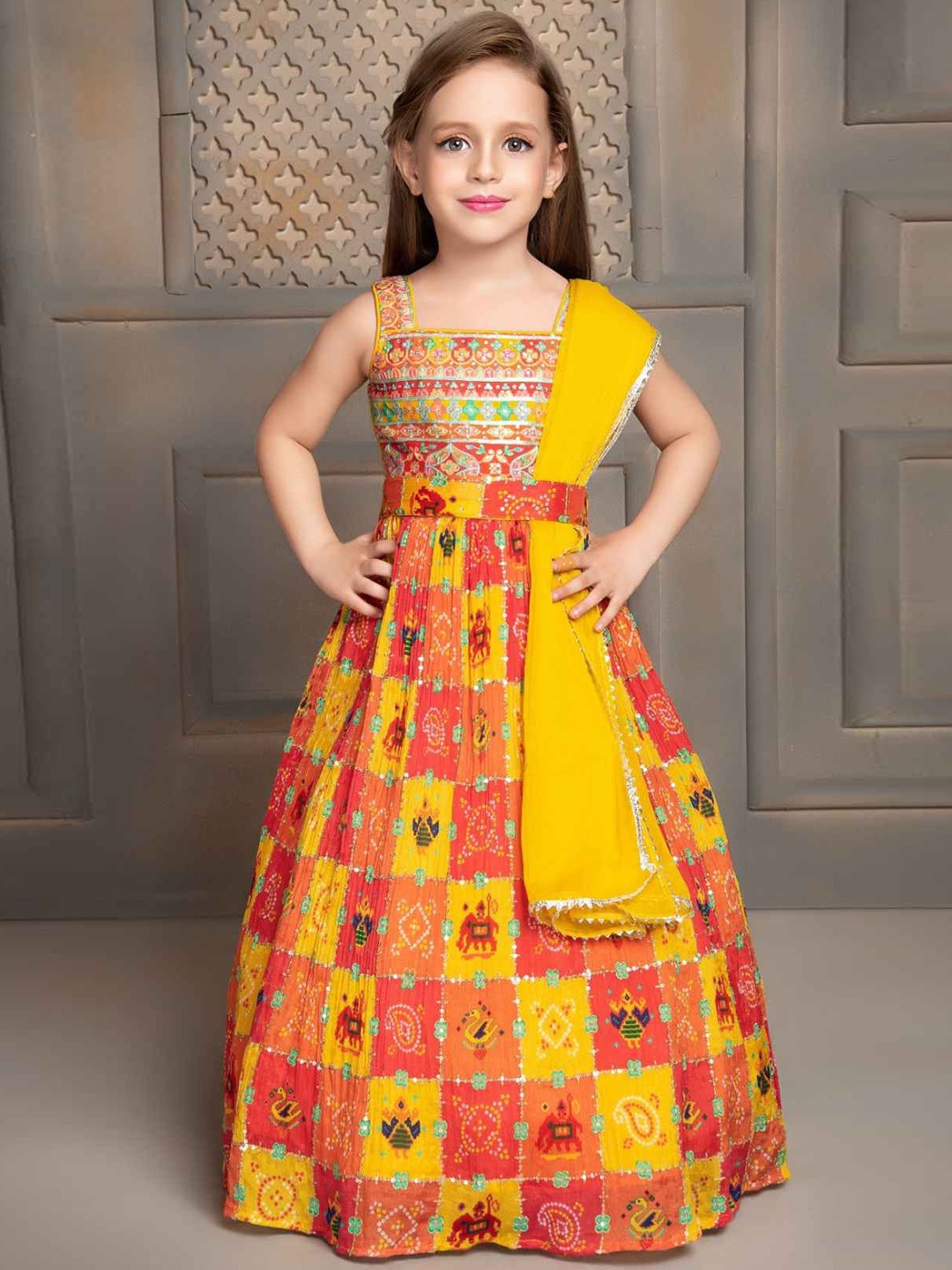 

Lagorii Floral Georgette Maxi Dress, Yellow