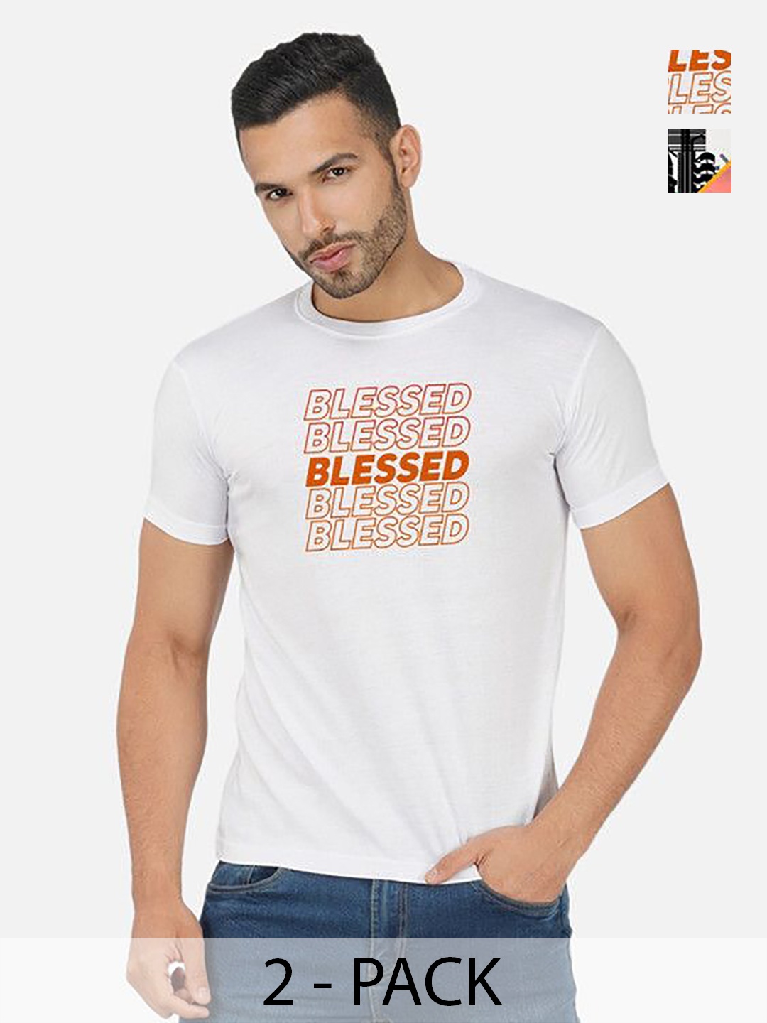

GLOBAL NOMAD Men 2 Printed Bio Finish Applique T-shirt, Mustard