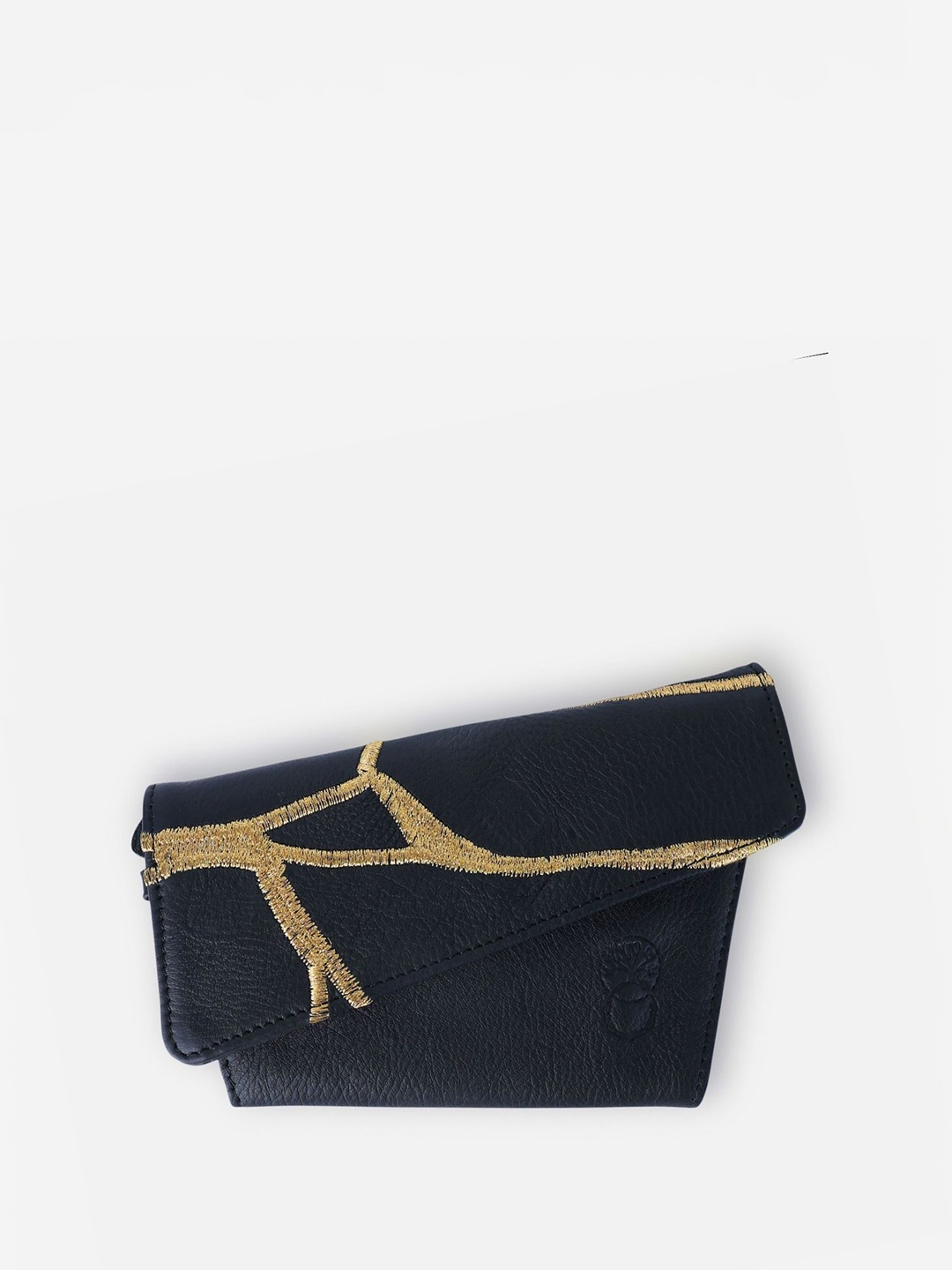 

Econock Women 2 Abstract Textured Embellished Leather Three Fold Wallet, Black