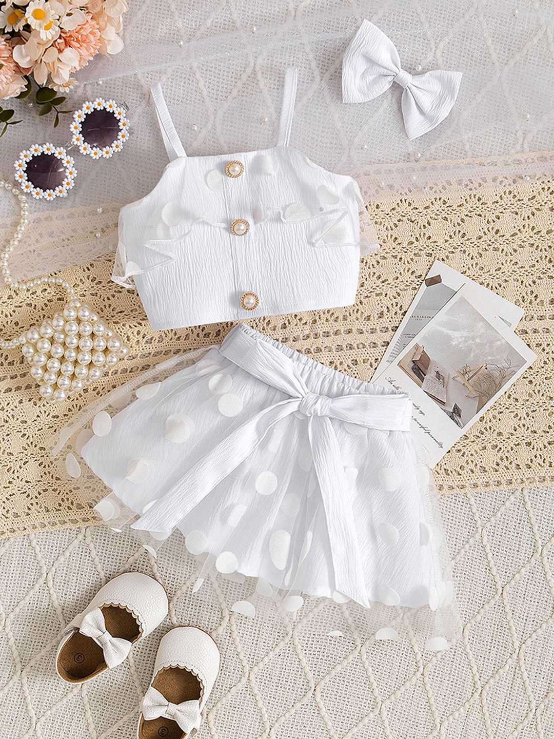 

LULU & SKY Girls Top with Skirt, White