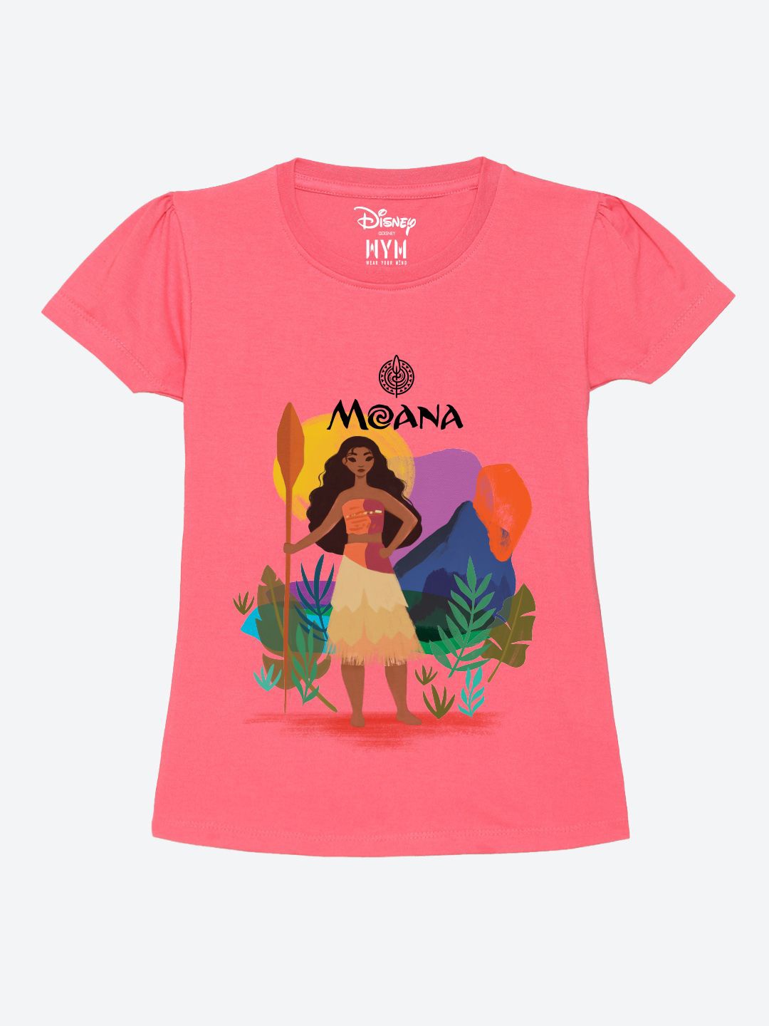 

Wear Your Mind Girls Printed Puff Sleeves Pure Cotton T-shirt, Pink