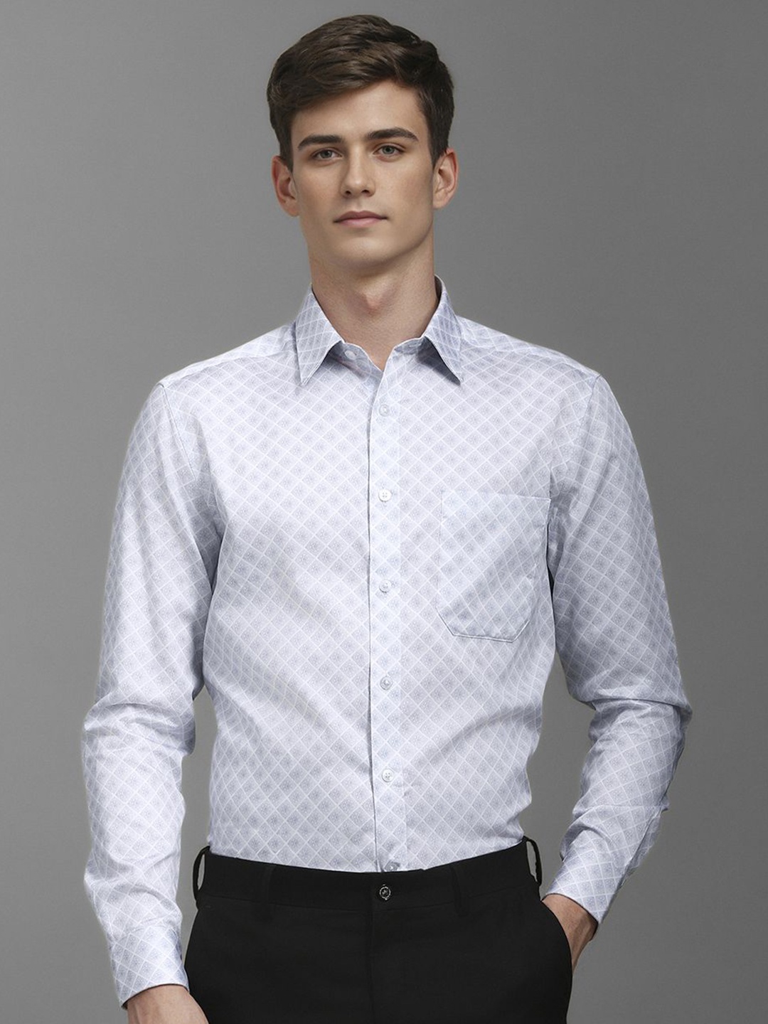 

Louis Philippe Men Opaque Printed Formal Shirt, White