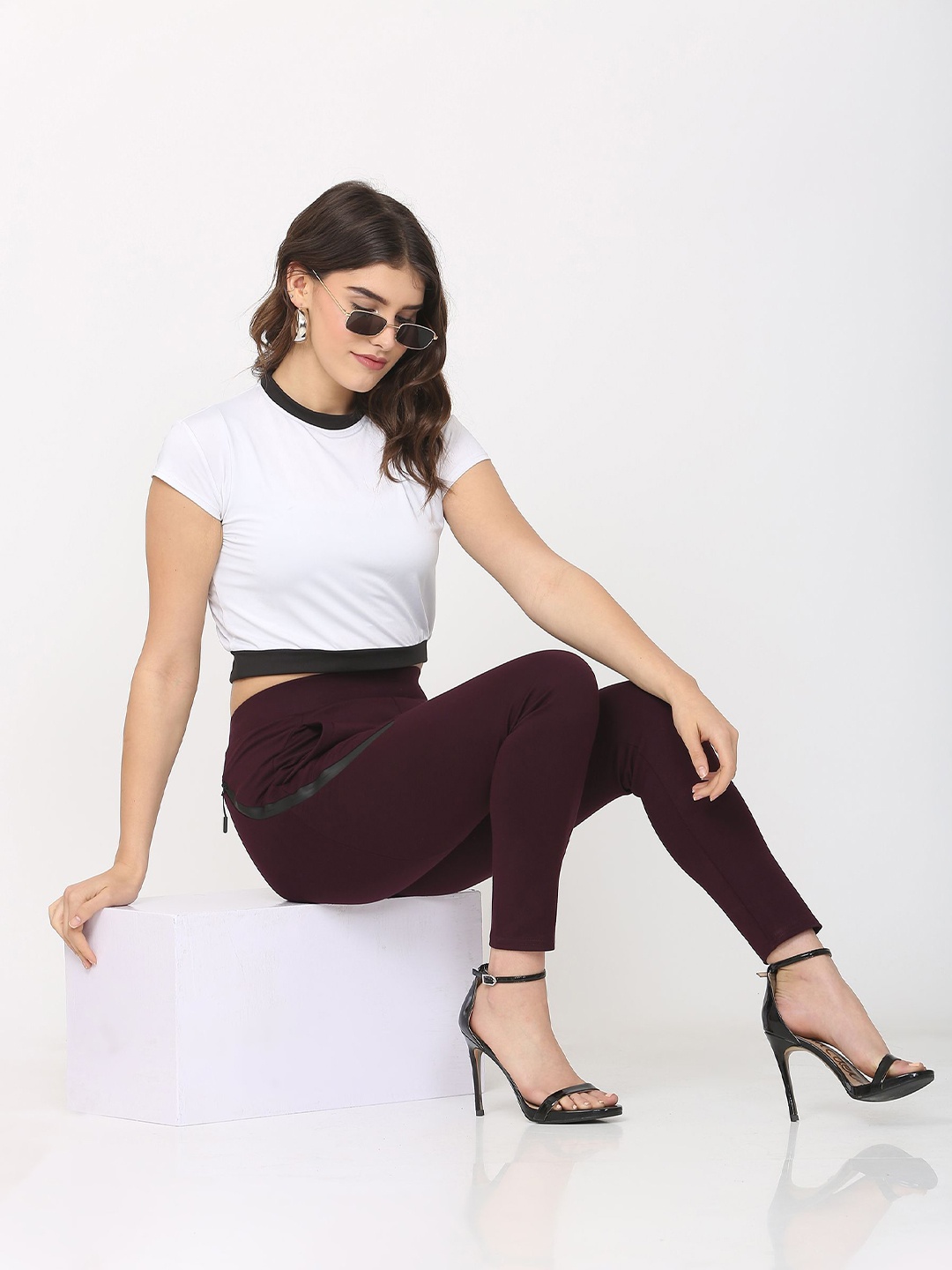 

FLOREOS Women Slim Fit Jeggings, Maroon