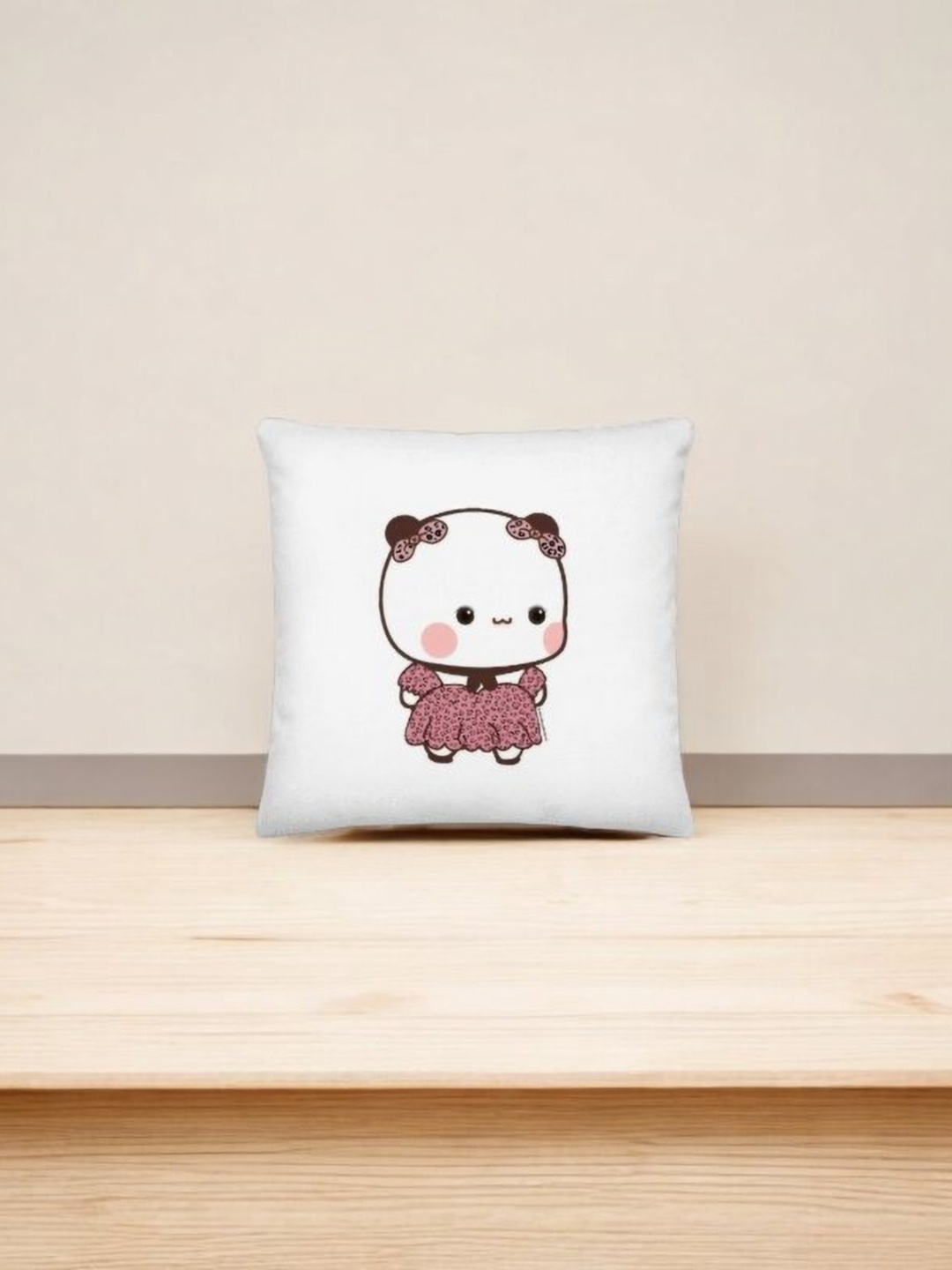 

Anikmart White & Pink Printed Square Shaped Pre-Filled Cushion