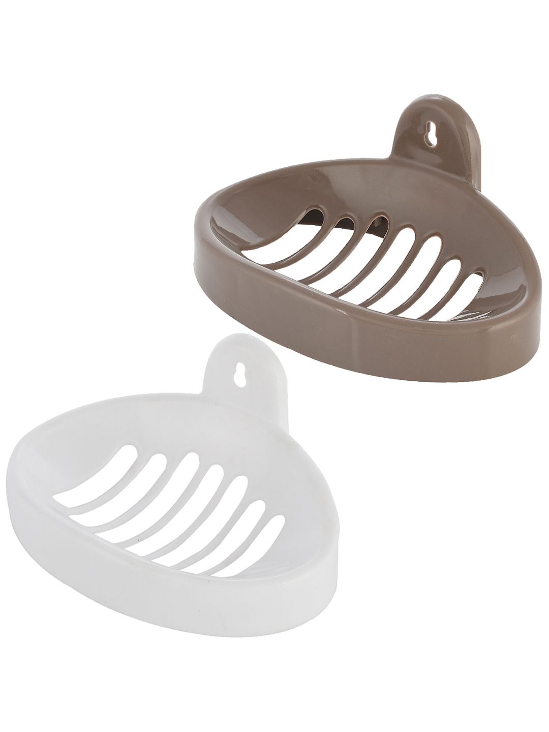 

Kuber Industries Brown & White 2 piece Solid Plastic Soap Dish