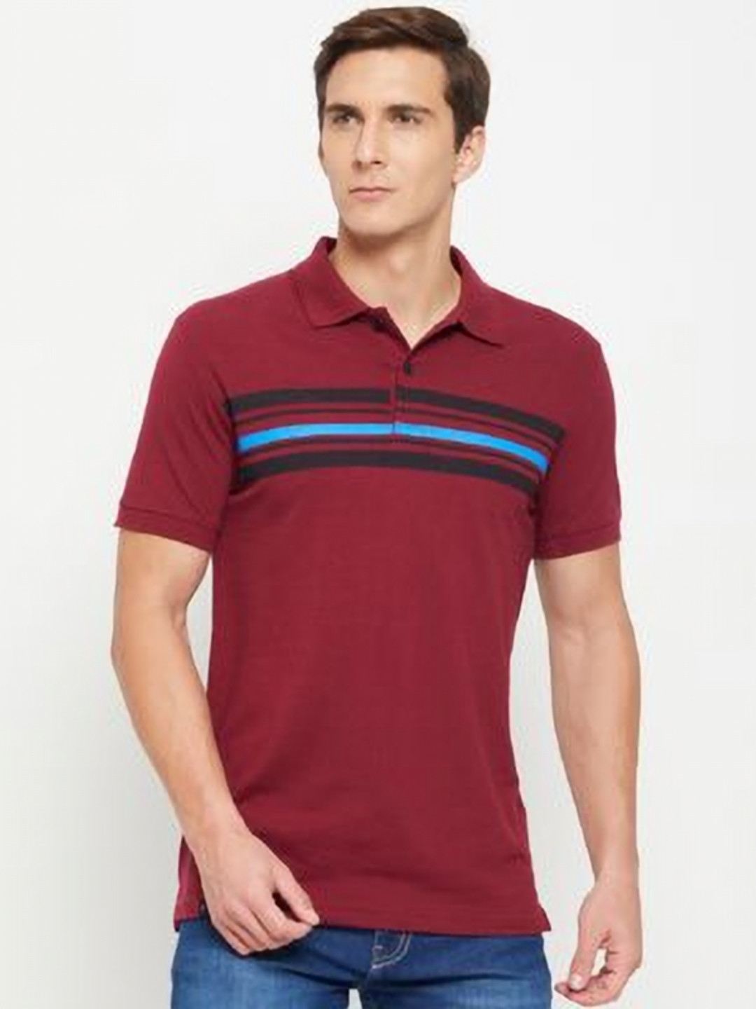 

Promount Men Colourblocked Polo Collar Pockets T-shirt, Maroon