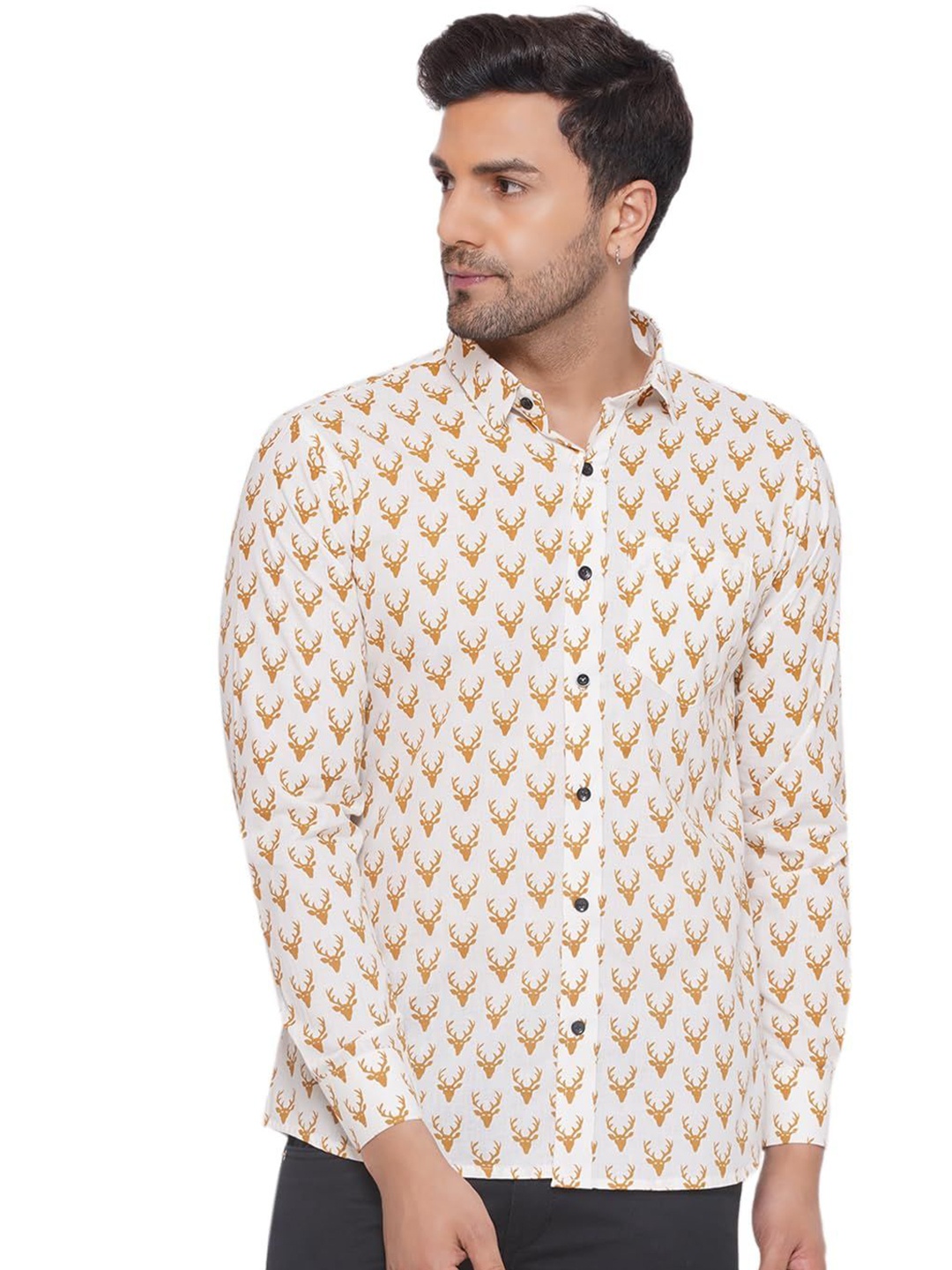 

VEERA PARIDHAAN Men Opaque Printed Casual Shirt, White