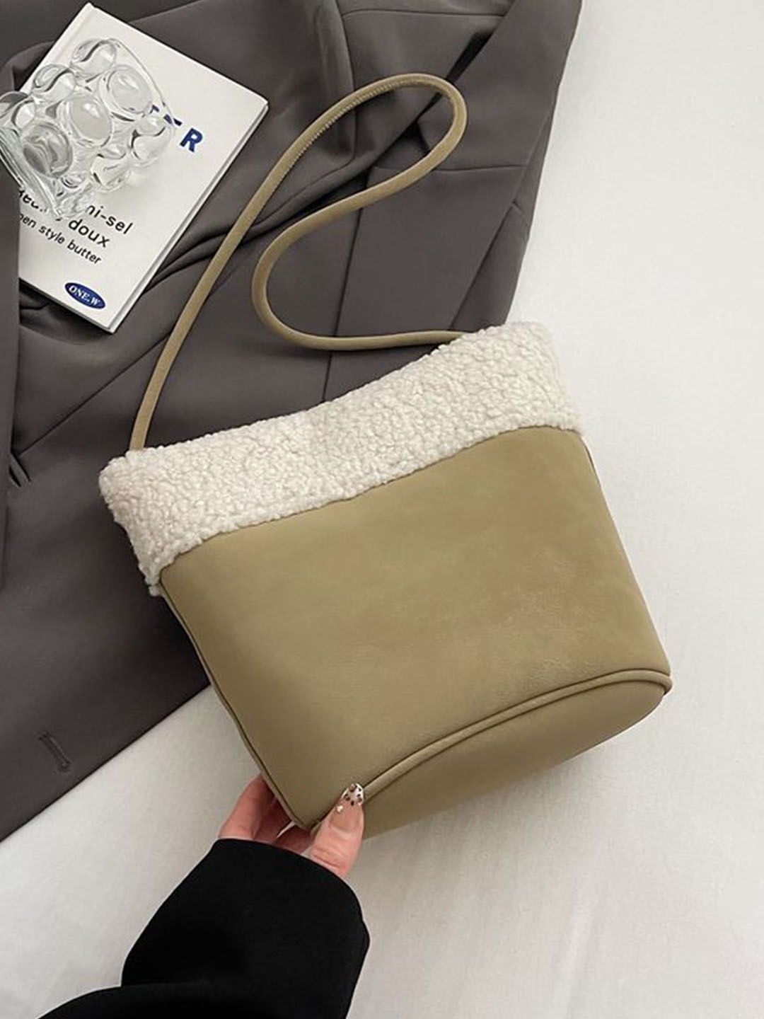 

StyleCast x Revolte Suede Shopper Shoulder Bag, Green