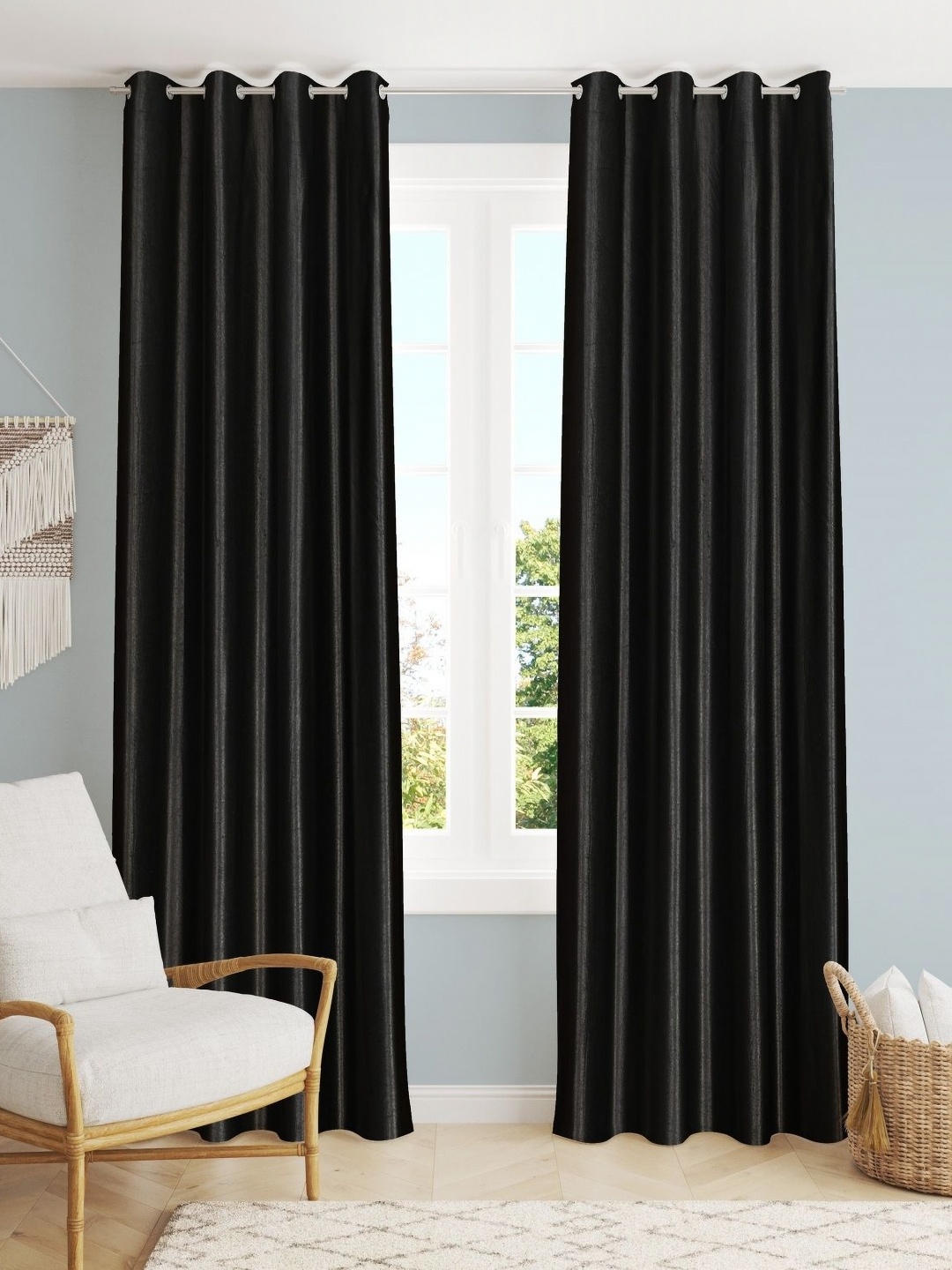 

Galaxy Home Decor Black Set of 2 Long Door Curtain